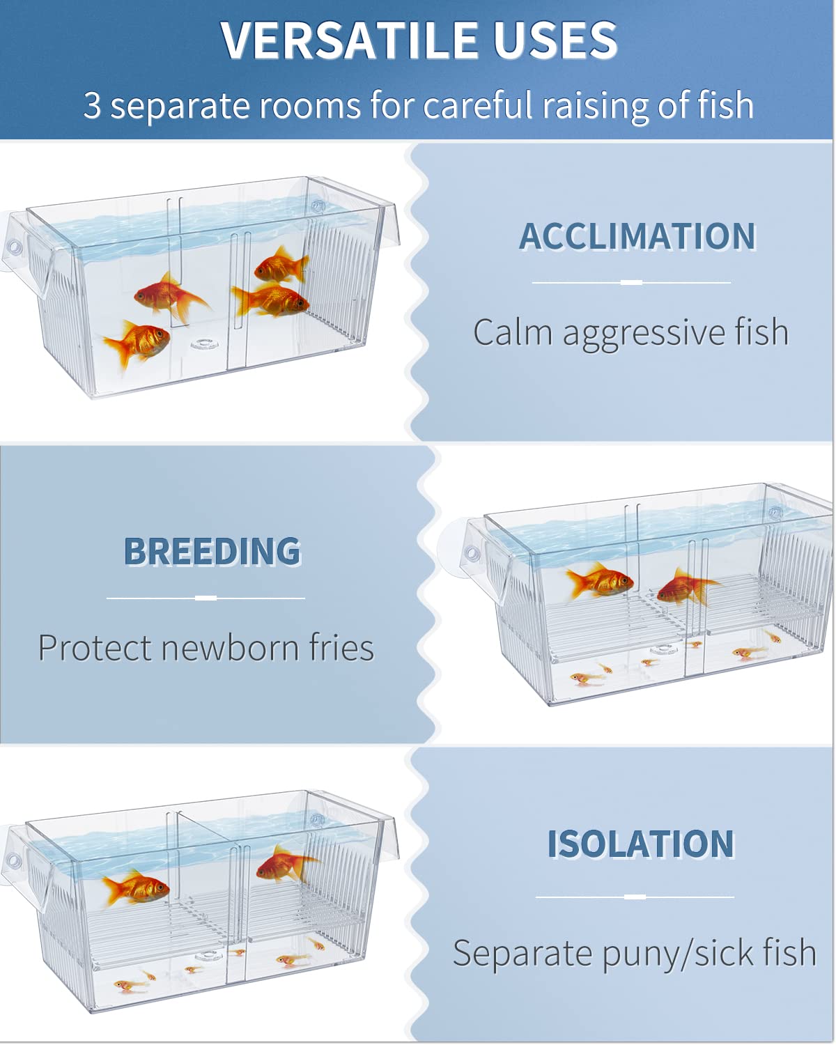 Pawfly Aquarium Fish Breeding Box Acrylic Hatchery Incubator Tank With Suction Cups Large Isolation Box For Baby Fish Shrimp Bet