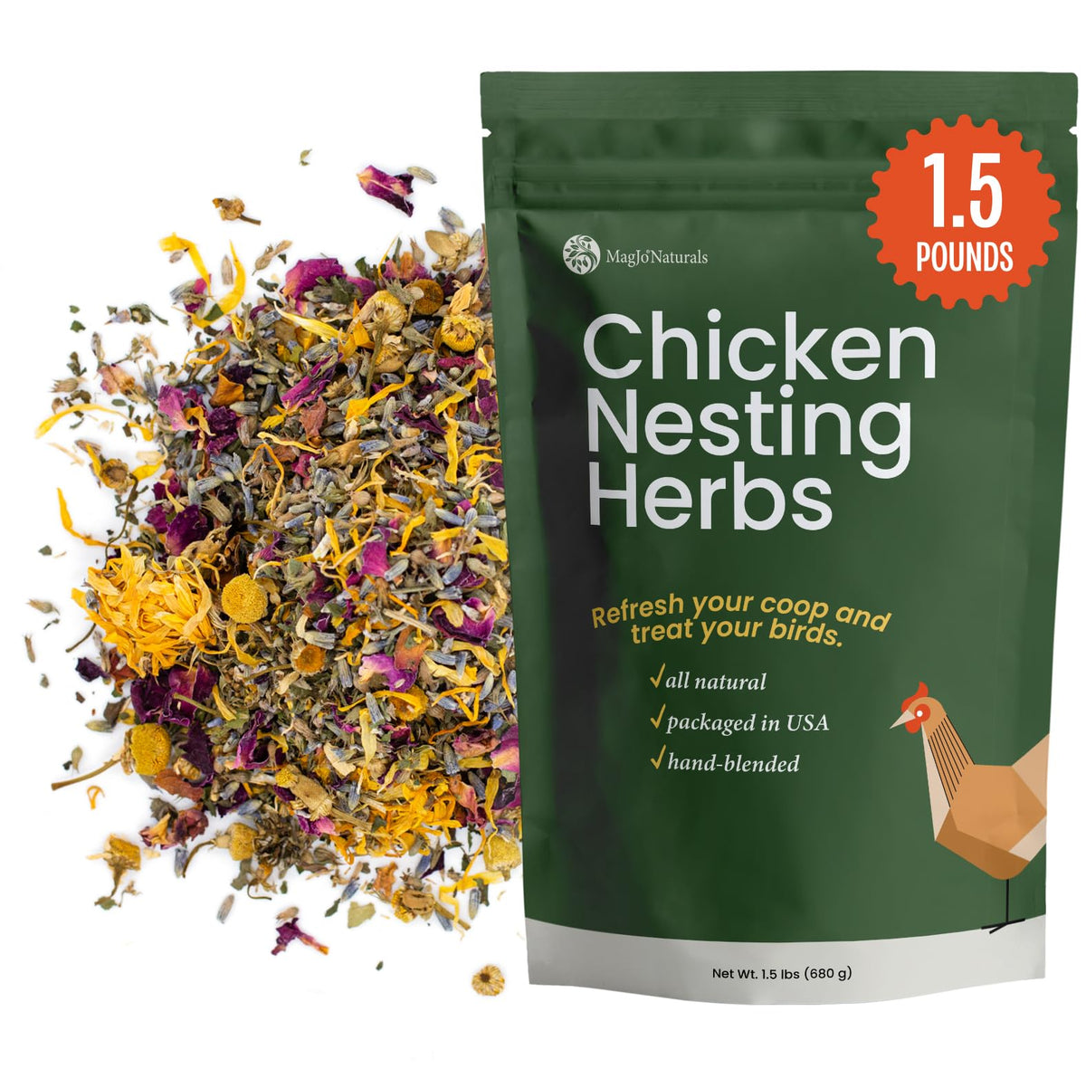 Magjo Chicken Nest Box Herbs, Bulk 1.5 Pounds, Aromatic And Refreshes The Coop