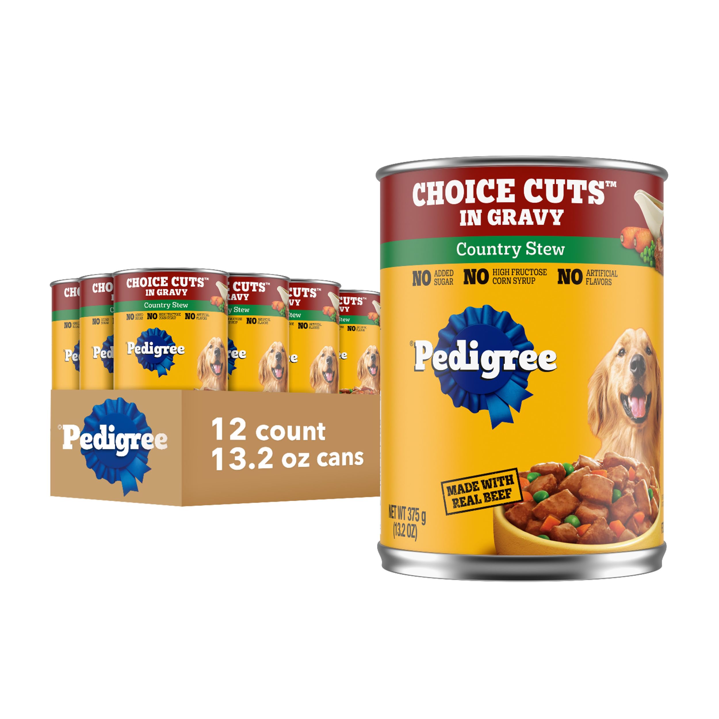 Pedigree Choice Cuts In Gravy Adult Canned Wet Dog Food Country Stew, 13.2 oz. Cans (12 Count, Pack of 1)