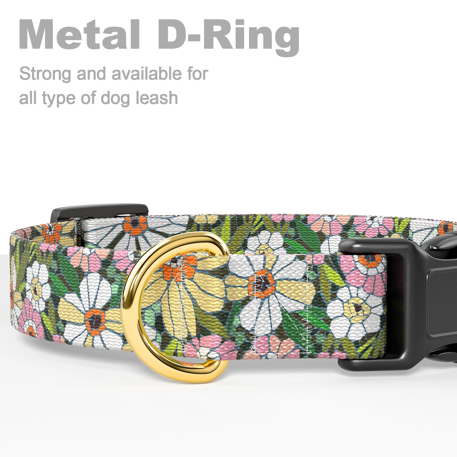 Rnivvi Dog Collar For Small Dogs, Floral Heavy Duty Adjustable Puppy Collar With Quick Release Buckle For Girl & Female, Pet Acc