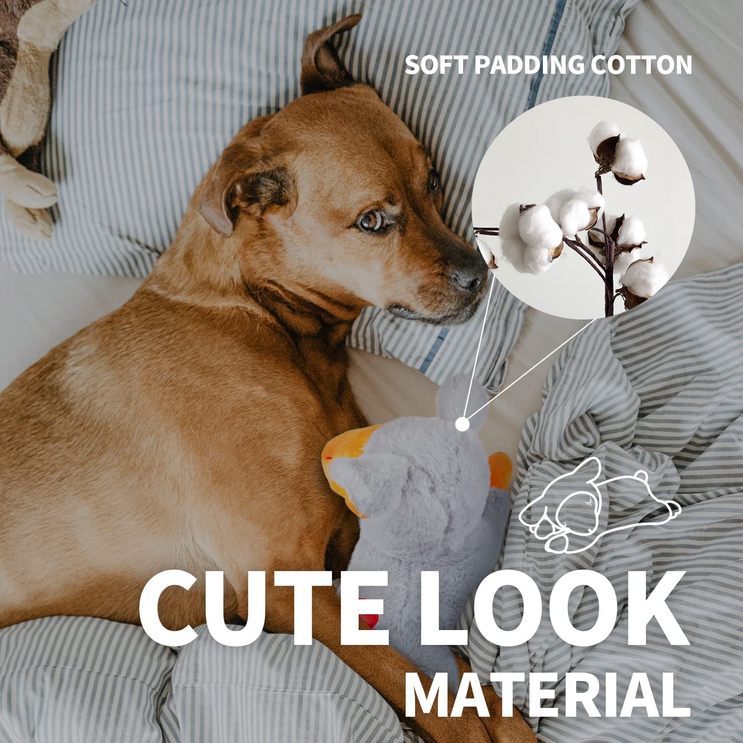 All For Paws Dog Stuffed Animals With Heartbeat,Small Dog Toys For Dog Anxiety Relief,Puppy Behavioral Training Aid Toy Dog Stuff (Grey Sheep(Heartbeat + Warm Bag))