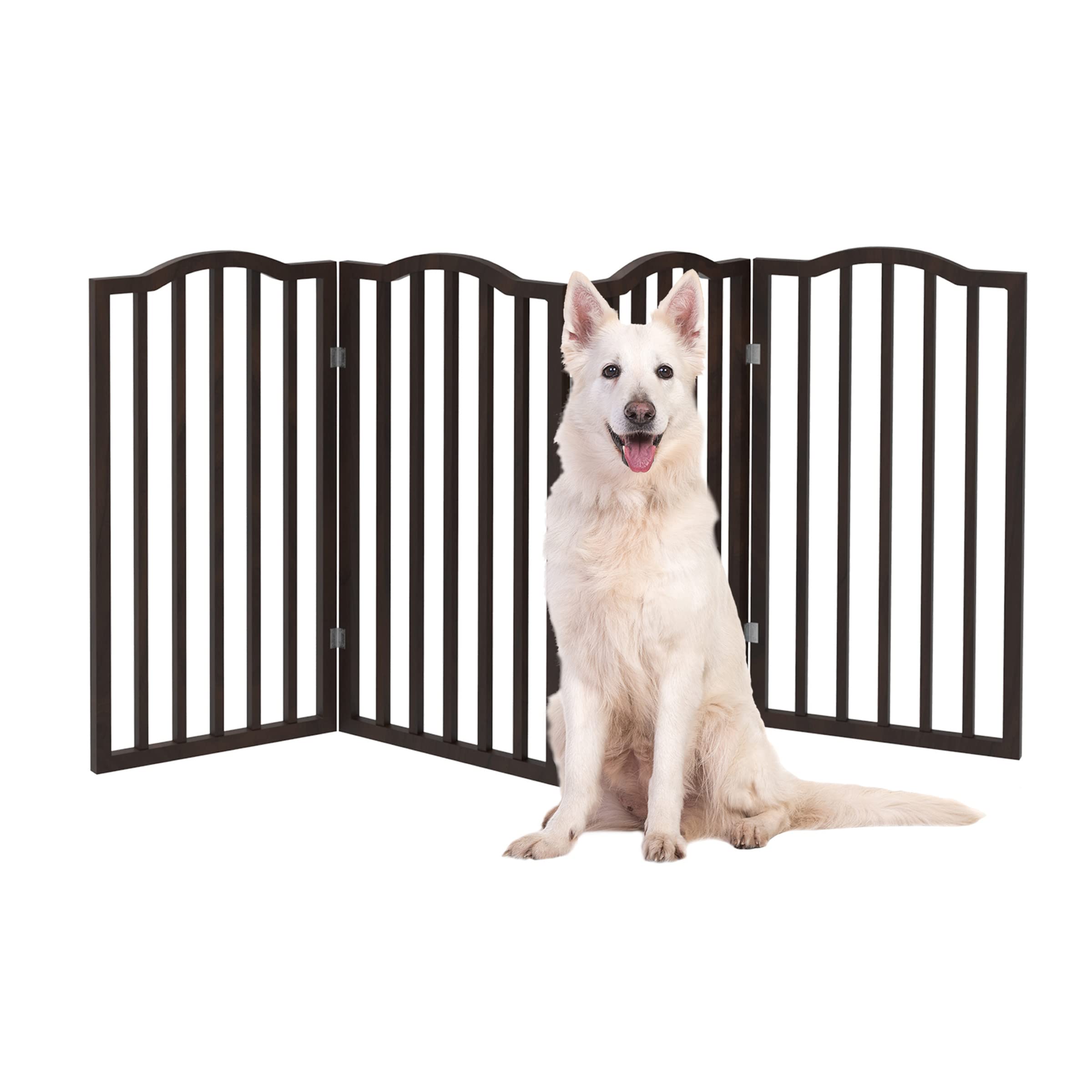 Indoor Pet Gate - 4-Panel Folding Dog Gate for Stairs or Doorways - 72x32-Inch Tall Freestanding Pet Fence for Cats and Dogs by 