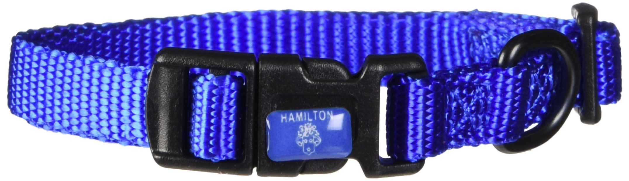 Hamilton Adjustable Nylon Dog Collar, Blue, 3/8'' x 7-12''