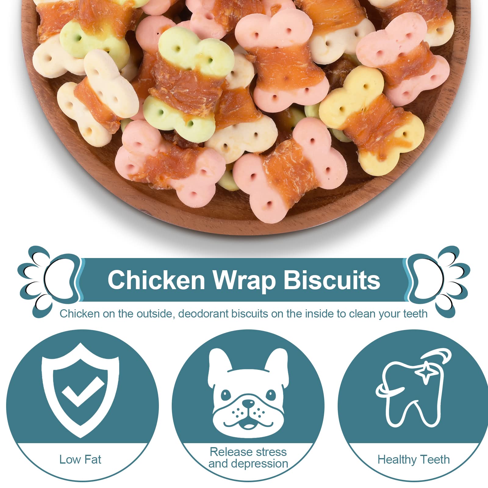 Pawant Dog Treats Biscuits Wrapped in Chicken Chews for Small Dog no Rawhide1 lb/454g