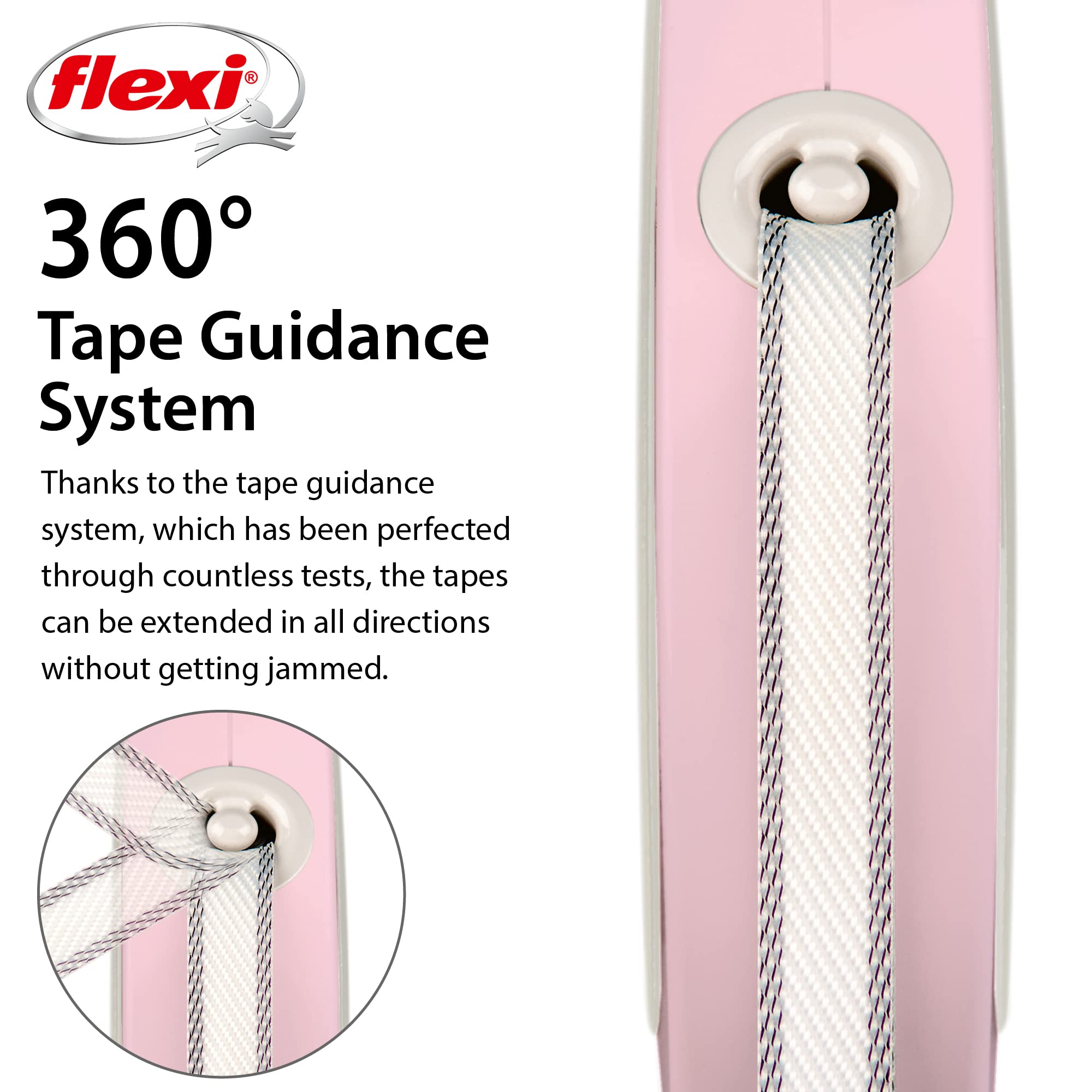 Flexi Tape Retractable Dog Leashes For Small Dogs Upto 26 Lbs. - 10 Ft., Pink/Rose | Tangle Free Pet Walking Leash With One-Hand