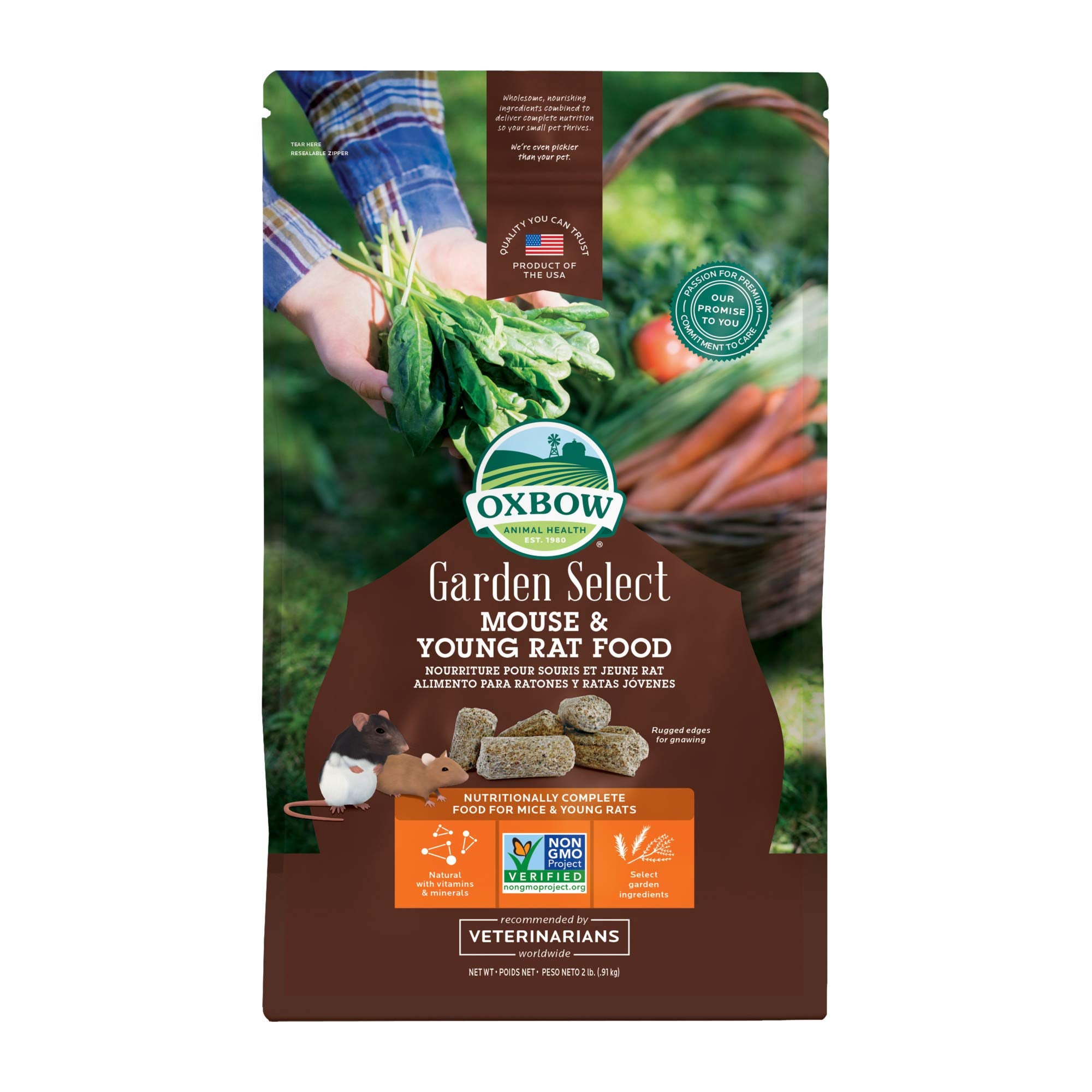 Oxbow Animal Health Garden Select Mouse and Young Rat Food, Garden-Inspired Recipe for Young Rats and Mice of All Ages, Non-GMO,