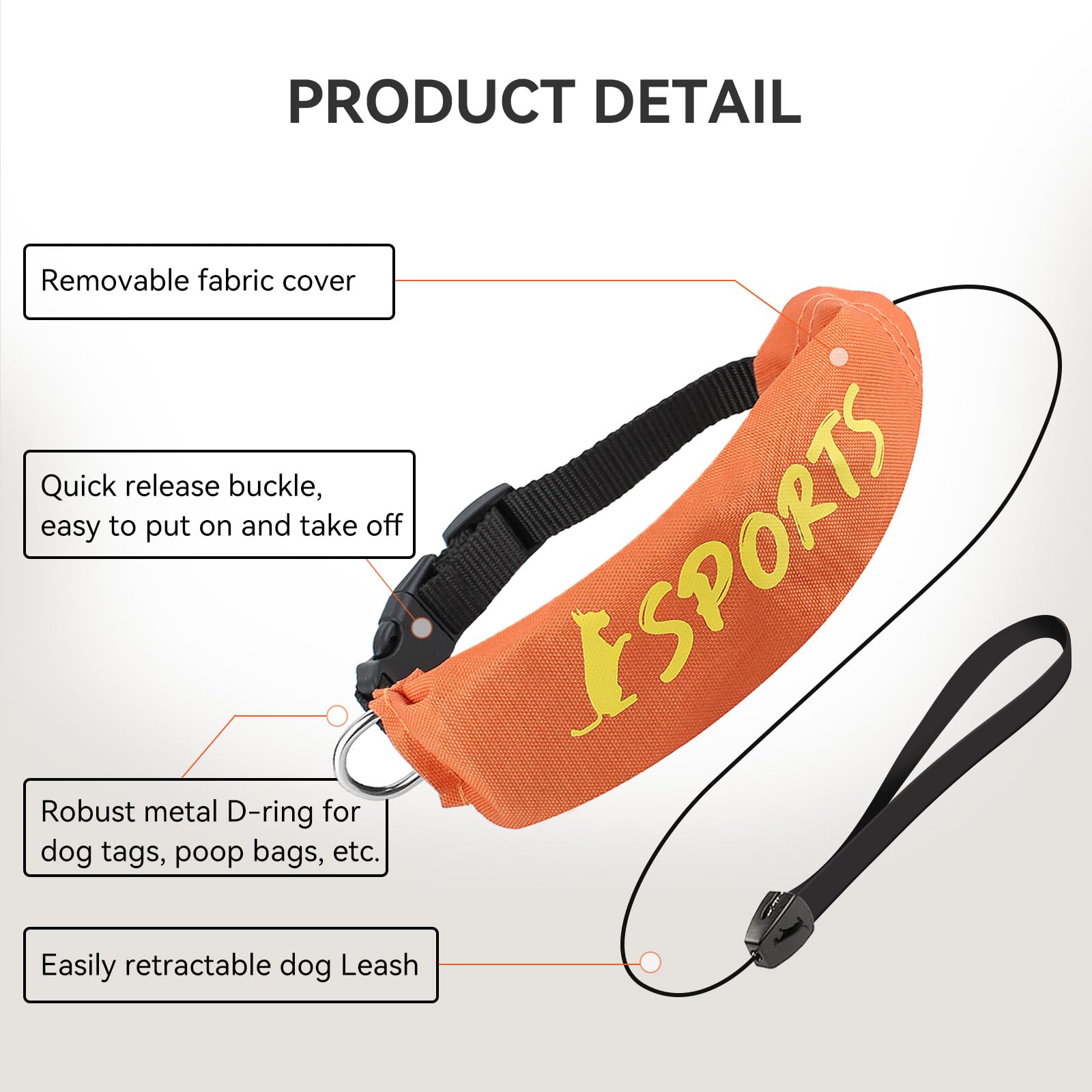Namsan Retractable Dog Leash Collar For Small To Medium Dogs, Dog Collar With Retractable Leash Built-In, All-In-One, Adjustable
