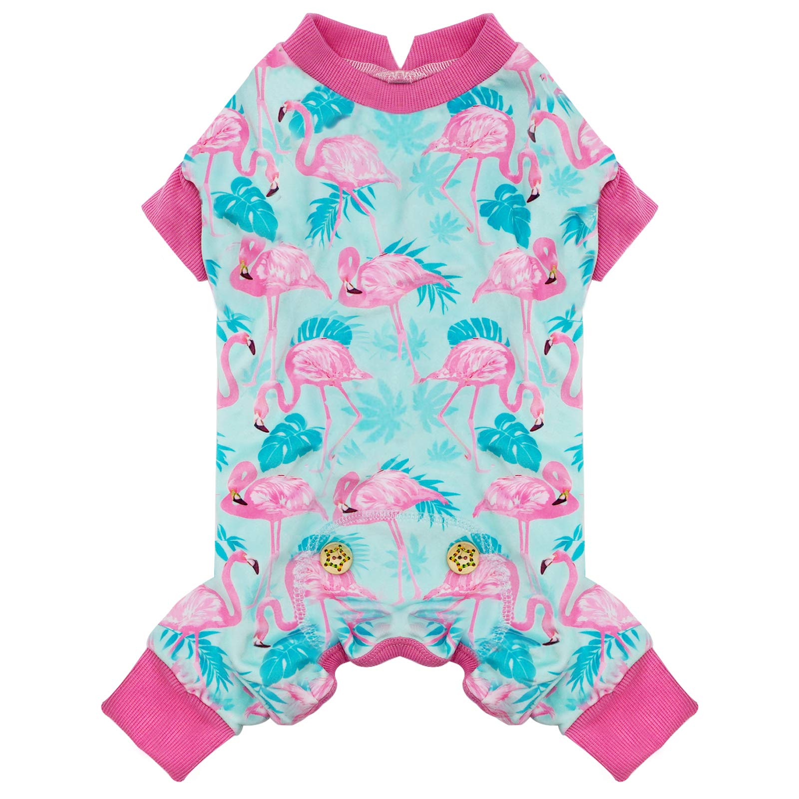 Kyeese Dog Pajamas Flamingo Cat Clothes Velvet Dog Body Suits After Surgery Dog Clothes Dog Surgery Recovery Suit Dog Coat Dog O