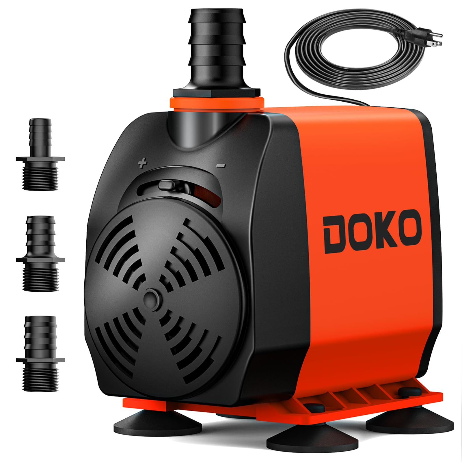 DOKO 800GPH Submersible Water Pump, Fountain Water Pump with 6FT Power Cord and 3 Nozzles, 60W, Ultra Quiet Pond Pumps for Pond 