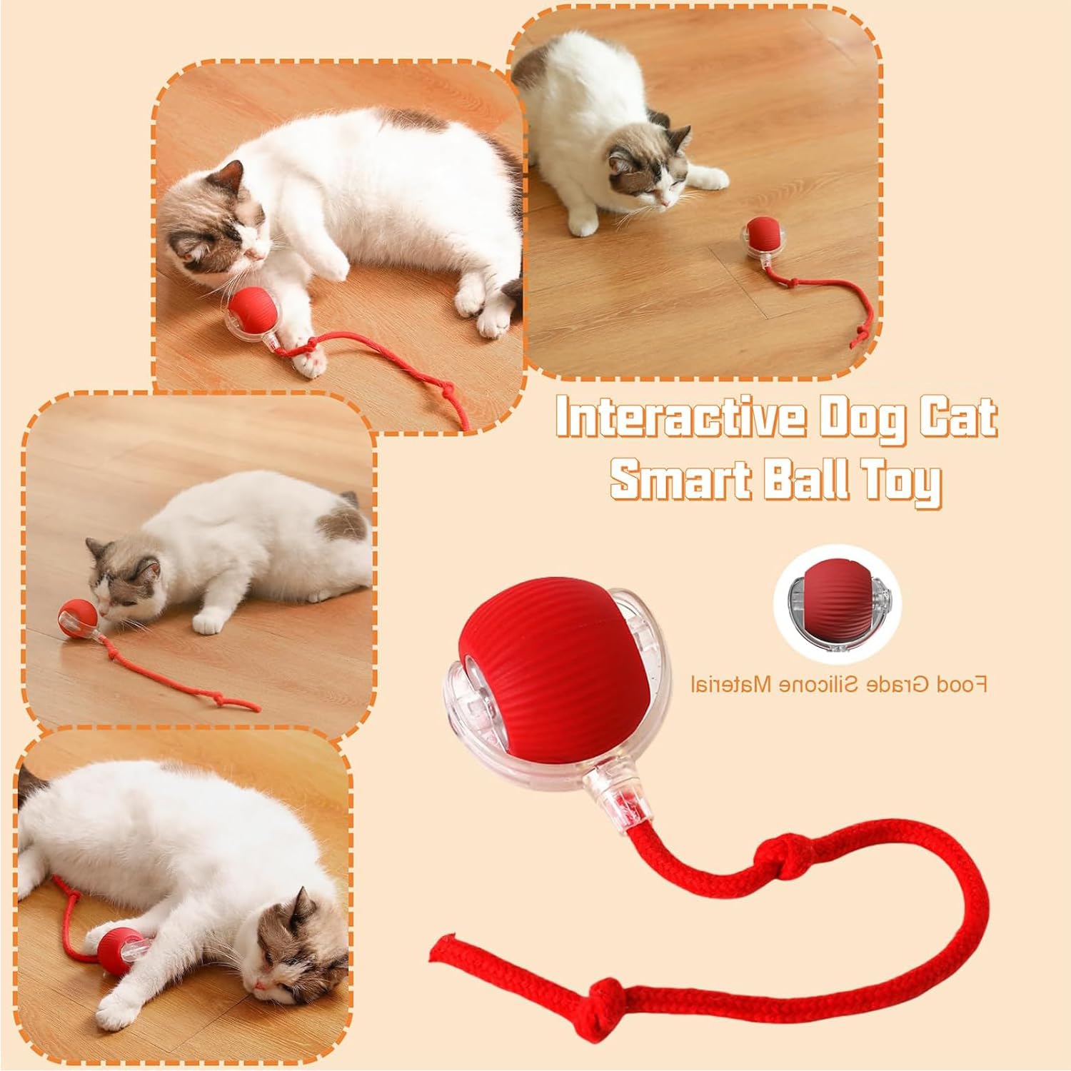 2Pc Cat Toys For Indoor Cats,Pet Interactive Dog Ball,Cat Ball Toy,Rollie Pet Smart Chase Ball,Moving Dog Ball,Automatic Moving