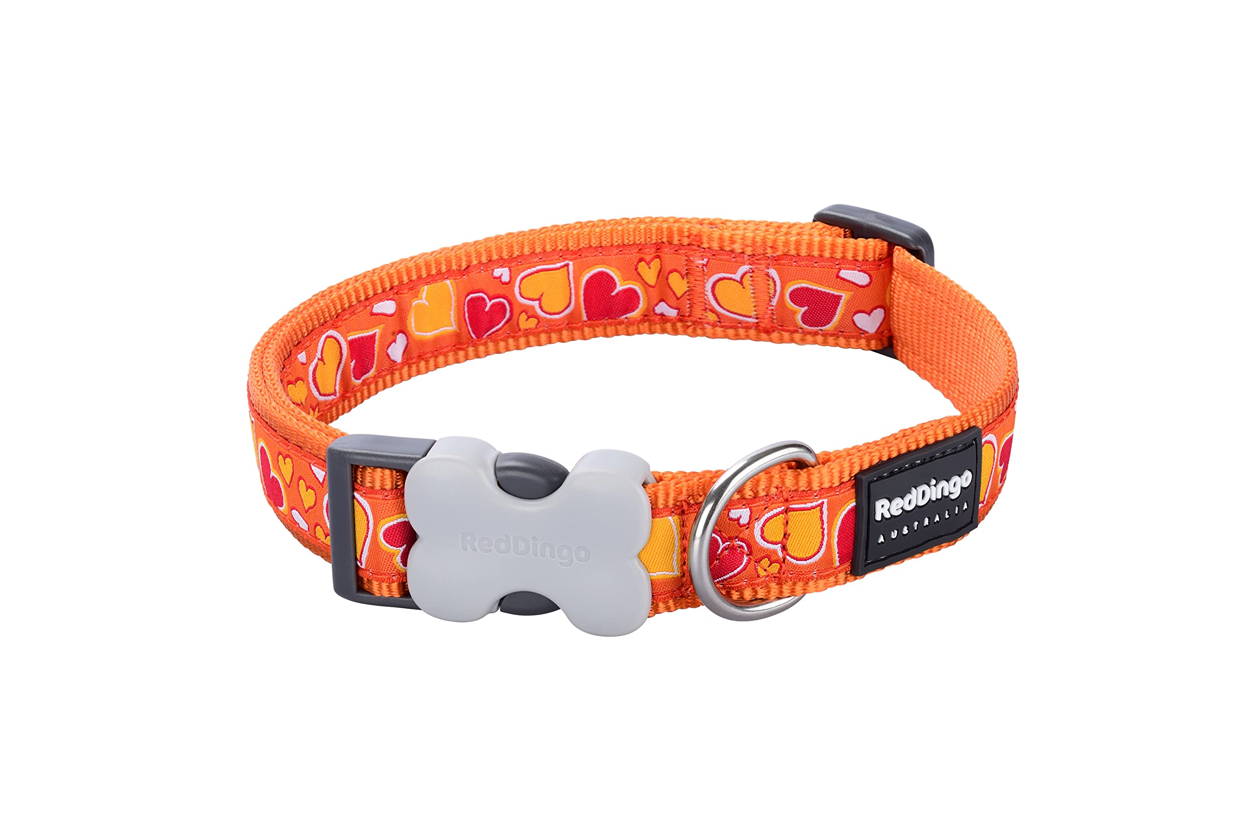 Red Dingo Breezy Love Orange Dog Collar, Medium/Large/20mm
