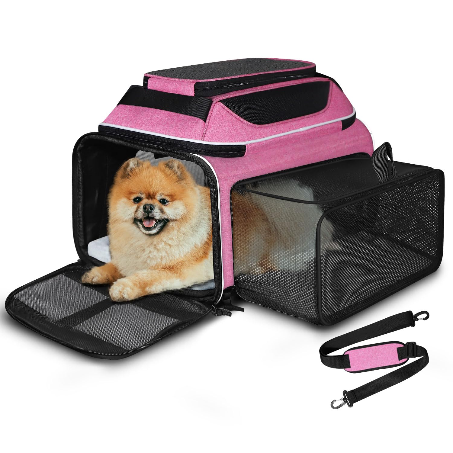 Petskd Top And Side Expandable Pet Carrier 17X11X9.5 Inches Alaska Airline Approved, Soft-Sided Carrier For Small Cats And Dogs 