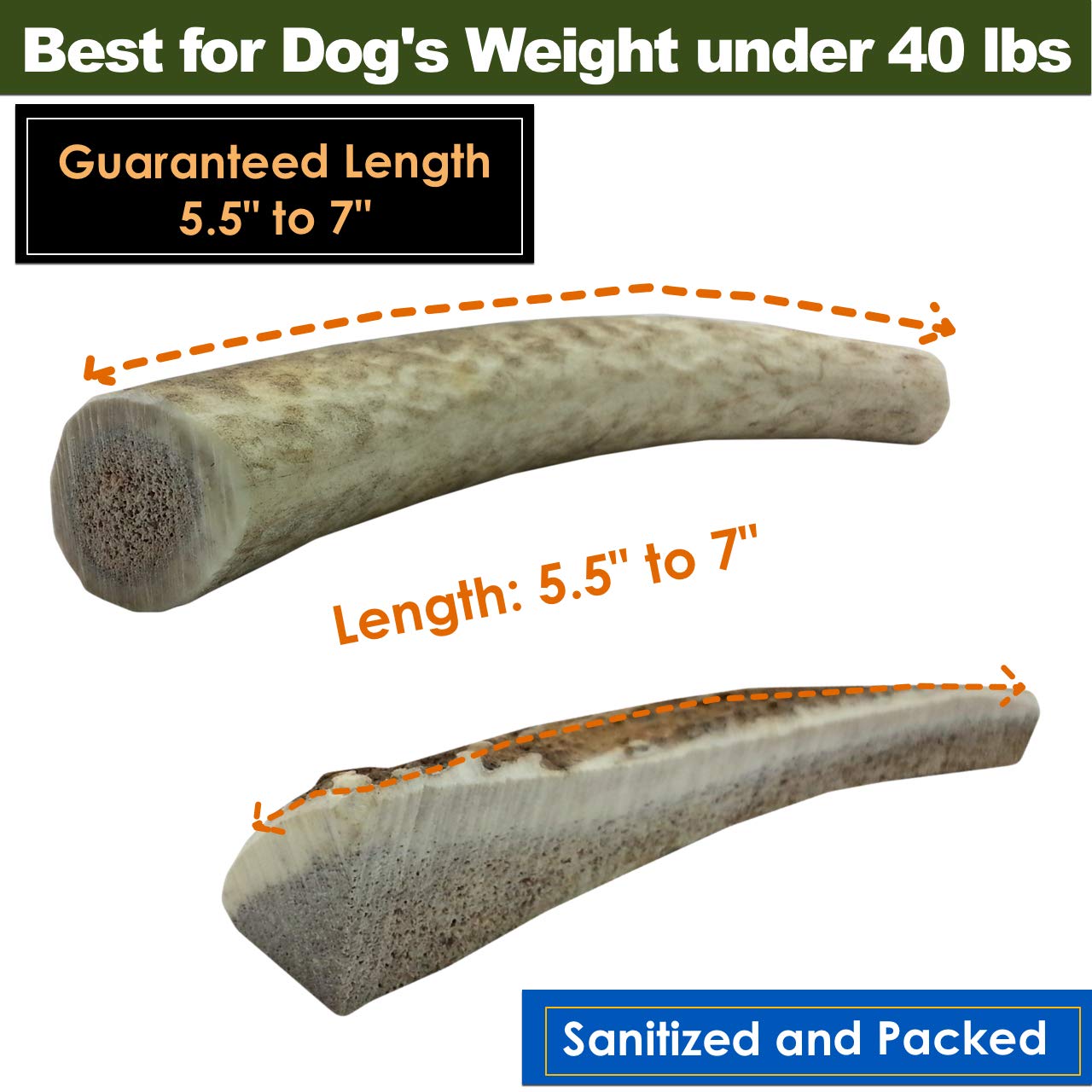 Deluxe Naturals Elk Antler Chews for Dogs | Naturally Shed USA Collected Elk Antlers | All Natural A-Grade Premium Elk Antler Do