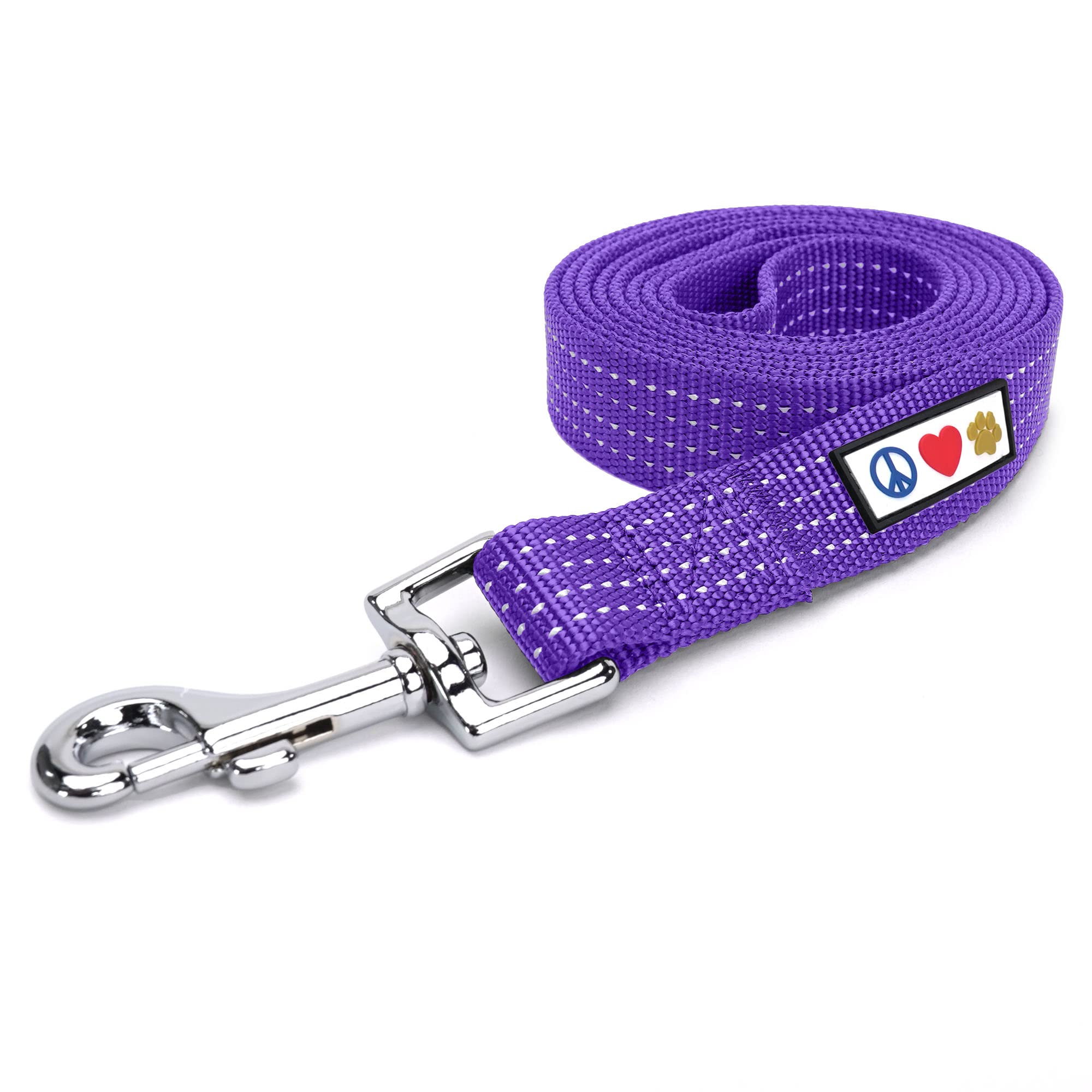 Pawtitas 6 FT Comfortable Dog Leash - Reflective Handle, Heavy Duty Training Leash for Puppies & Small Dogs - Purple