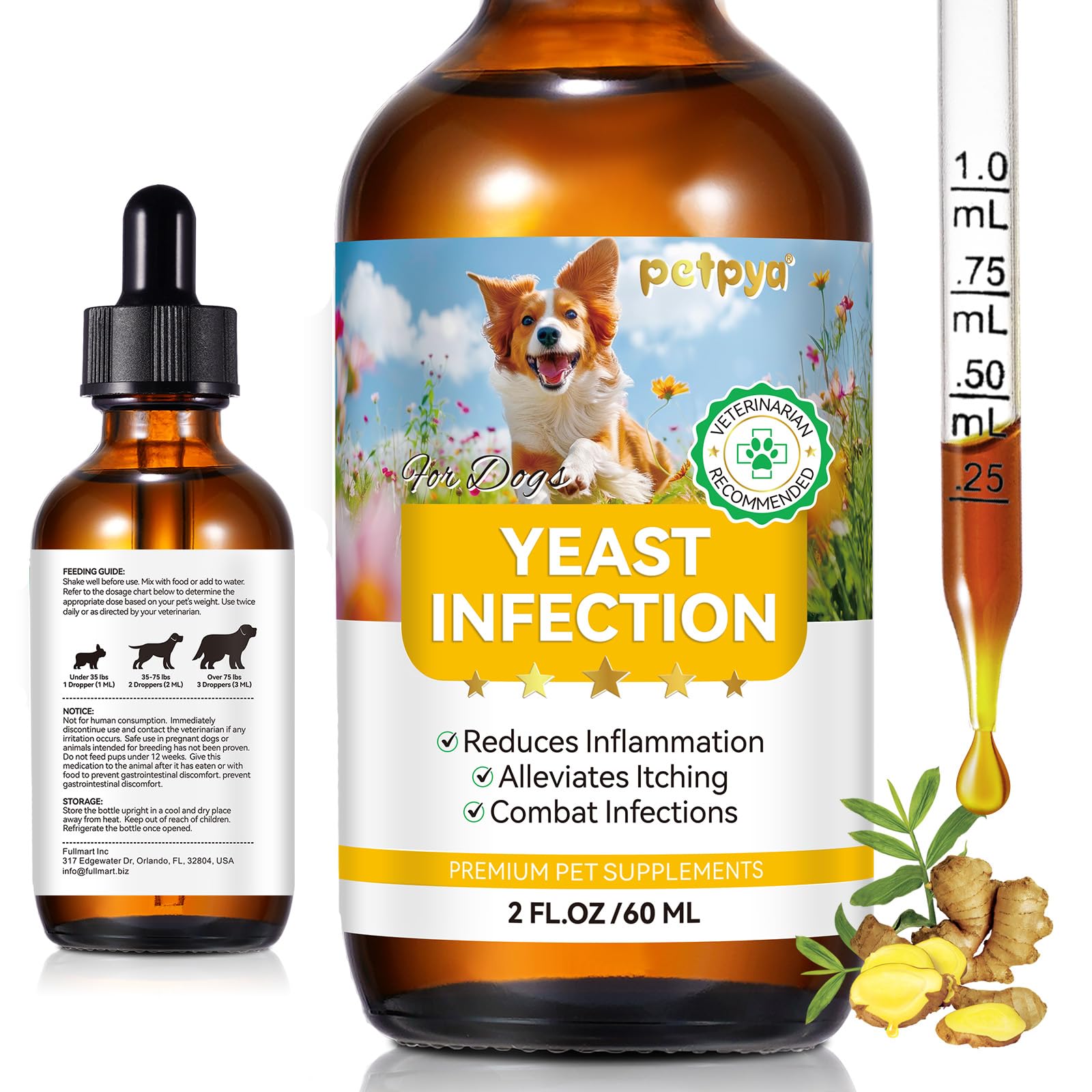 Yeast Infection Treatment for Dogs - Natural Anti Yeast Drops, Ear & Skin Itch Relief, Allergy Symptom Relief, Reduces Inflammat