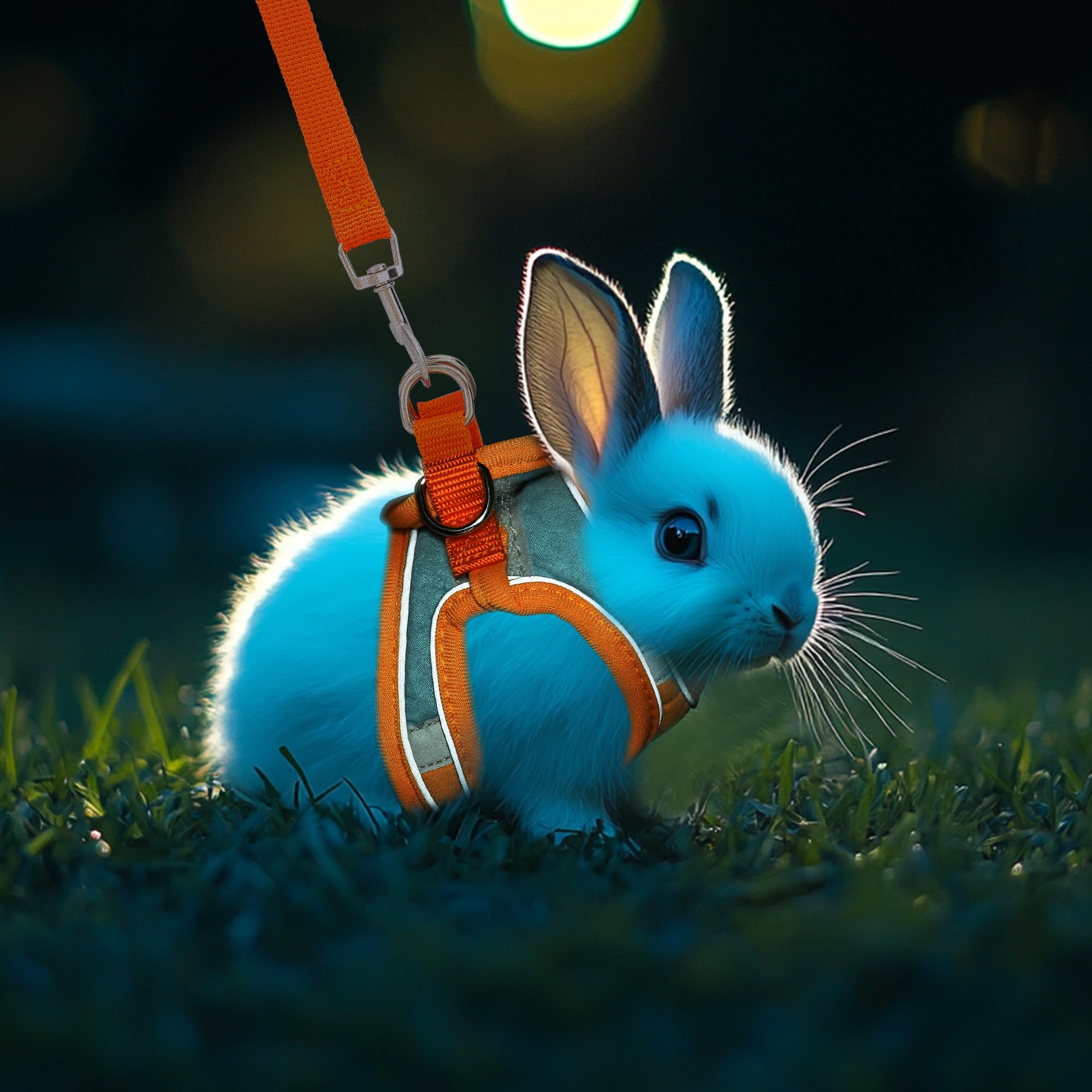Filhome Adjustable Rabbit Harness And Leash Set Double Buckle With Reflective Strips Soft Bunny Breathable Vest Harness For Kitt