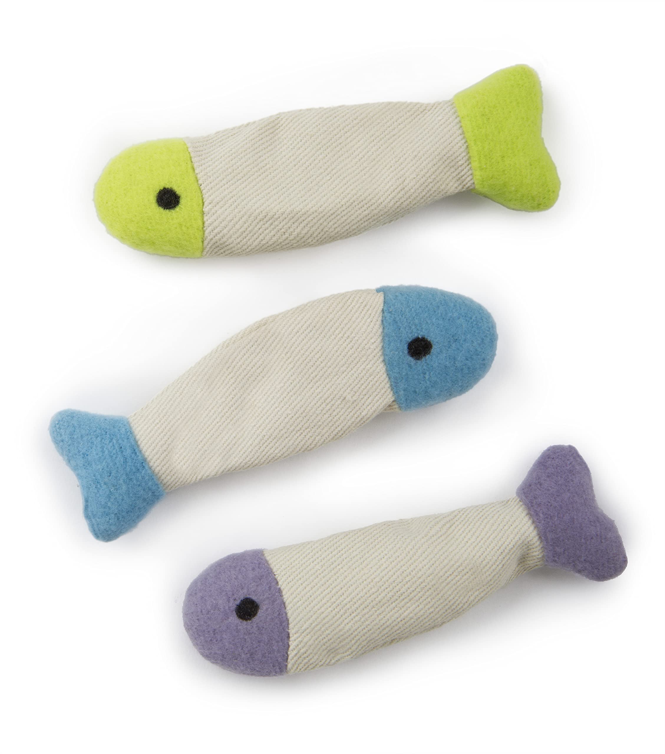Smartykat (3 Count) Fish Flop Crinkle Catnip Cat Toys - Multi Color, 3 Count