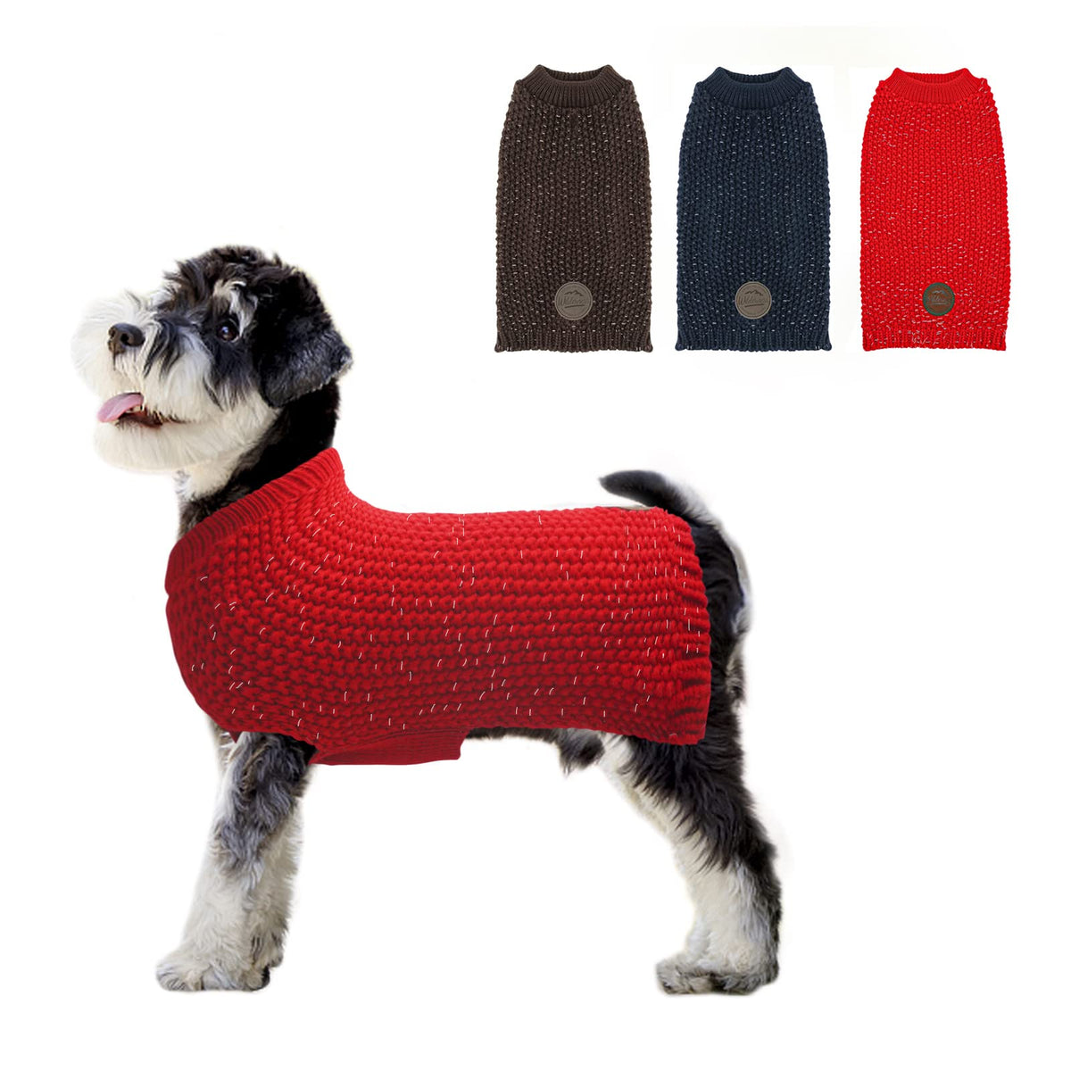 Kyeese Dog Sweaters Reflective For Small Dogs Sweater Heavy Pullover Dog Knitwear Red