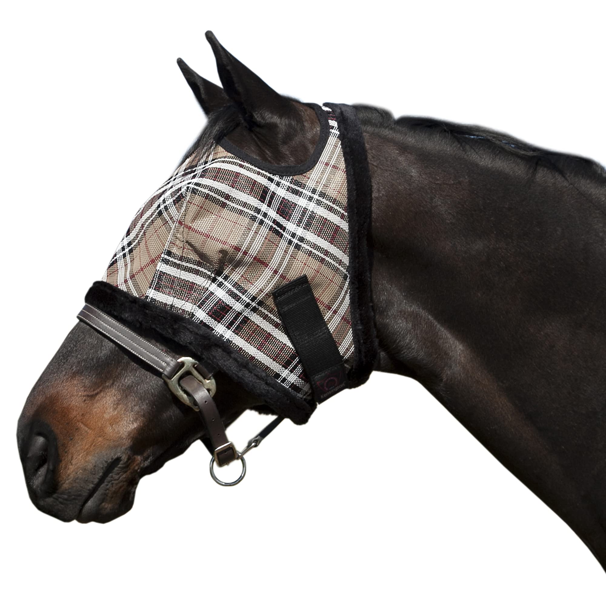 Kensington KPP Fly Mask with Fleece Trim, Deluxe Black Plaid, Medium