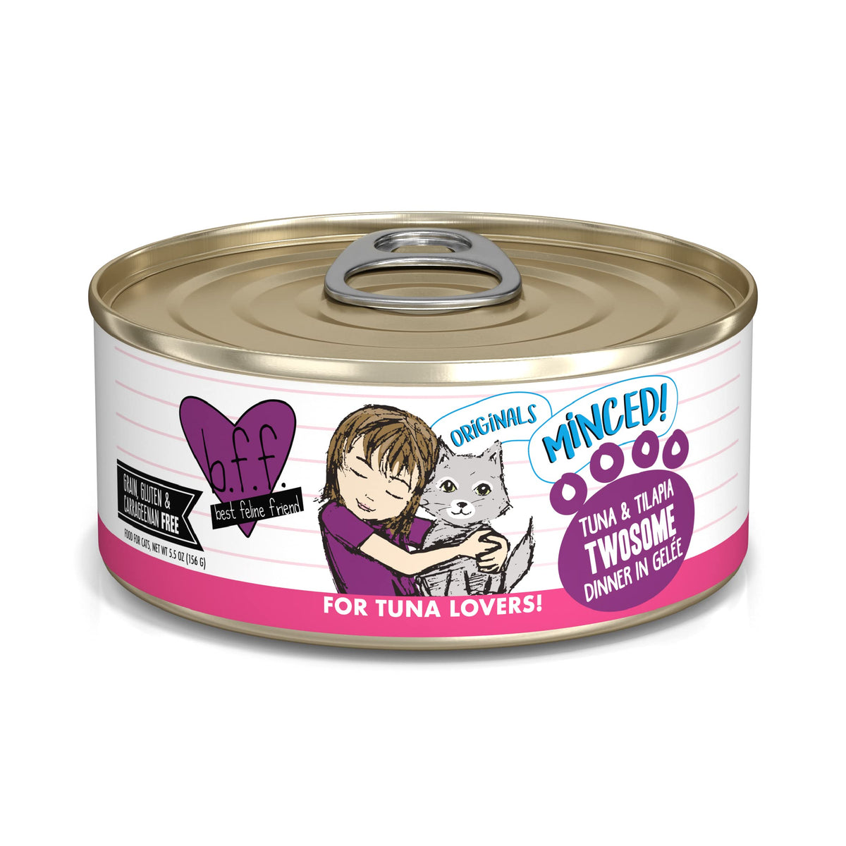 Weruva Best Feline Friend (B.F.F.) Tuna & Tilapia Twosome With Tuna & Tilapia In Gelée Cat Food, 5.5Oz Can (Pack Of 24)