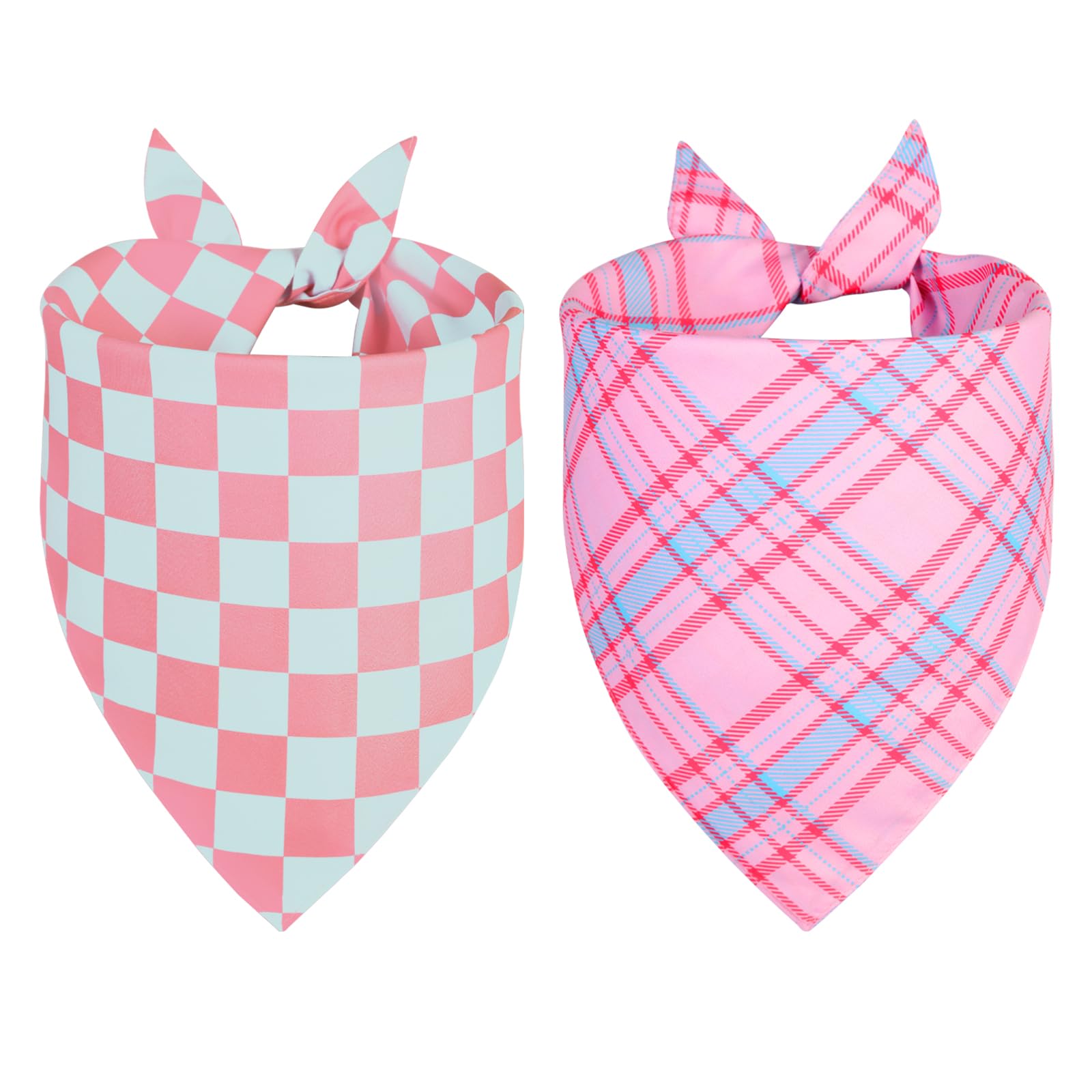 Ququle Dog Bandana Girl Xlarge 2Pcs, Pink Spring Scarf, Durable Triangle Reversible Bibs Handkerchief For Puppy Pet