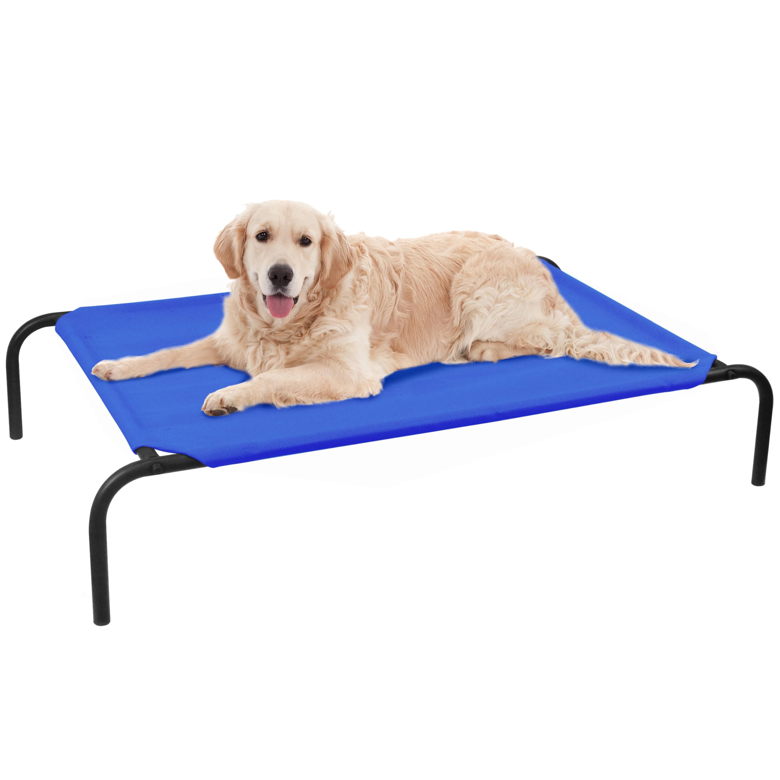 Phyex Heavy Duty Steel-Framed Portable Elevated Pet Bed, Elevated Cooling Pet Cot, 50.5'' L X 30.5'' W X 7.8'' H(L, Blue)