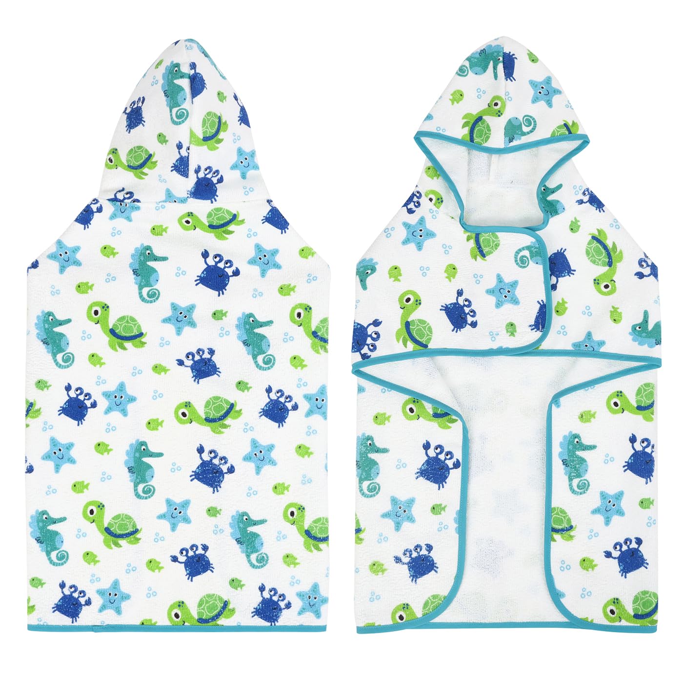 Hde Dog Bathrobe Super Absorbent Quick Drying Towel With Hood For All Dog Breeds Sizes S-Xxl - Sea Animals - M