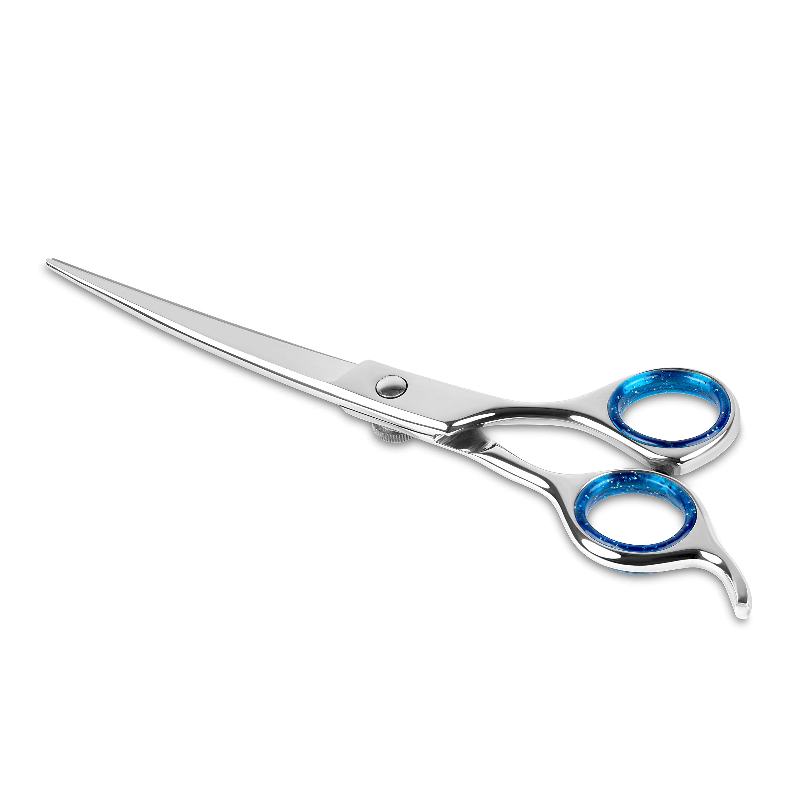 Laazar Pro Pet Grooming Scissors, Premium Steel Dog Grooming Shears With Blue Handles, Long-Lasting Sharp Blades (Curved, 7 Inch