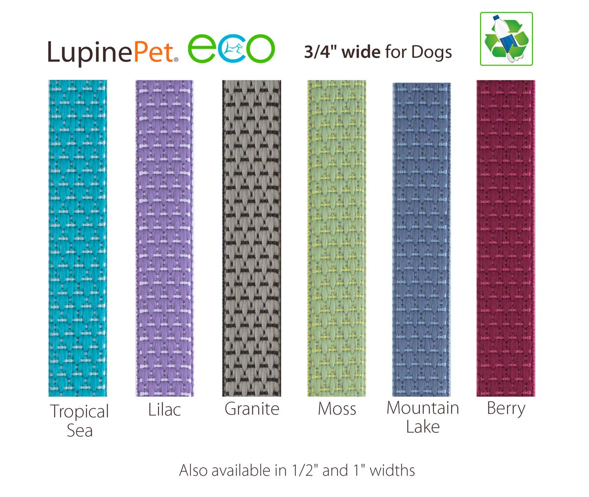 Lupinepet Eco 3/4' Mountain Lake 6-Foot Padded Handle Leash For Medium And Larger Dogs