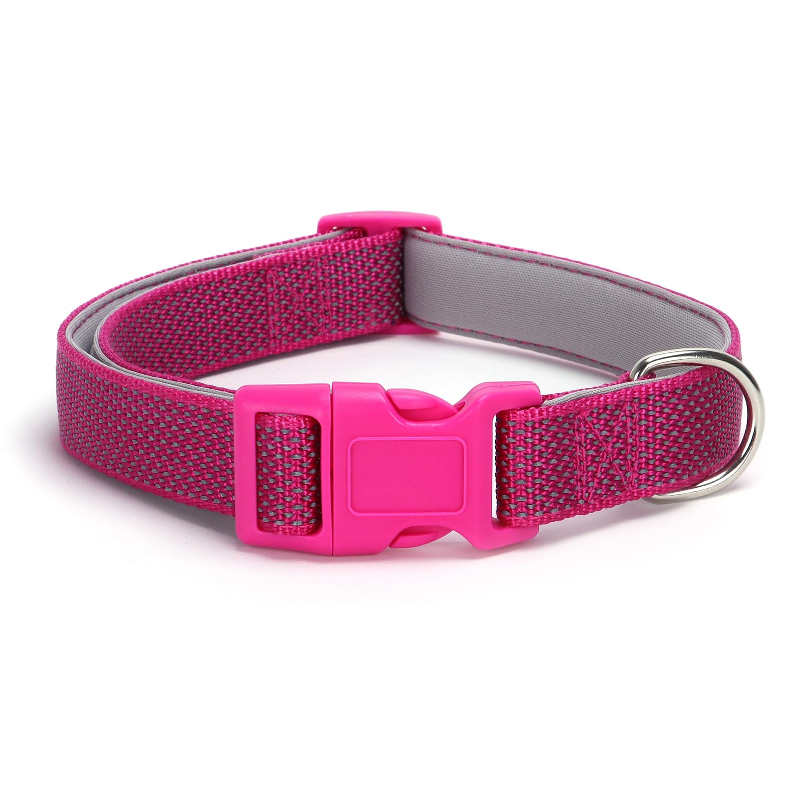 Reflective Dog Collar Padded-4 Size, Breathable Nylon Soft Neoprene Pet Collar For Small Medium And Large Dogs (Rose Red, M)
