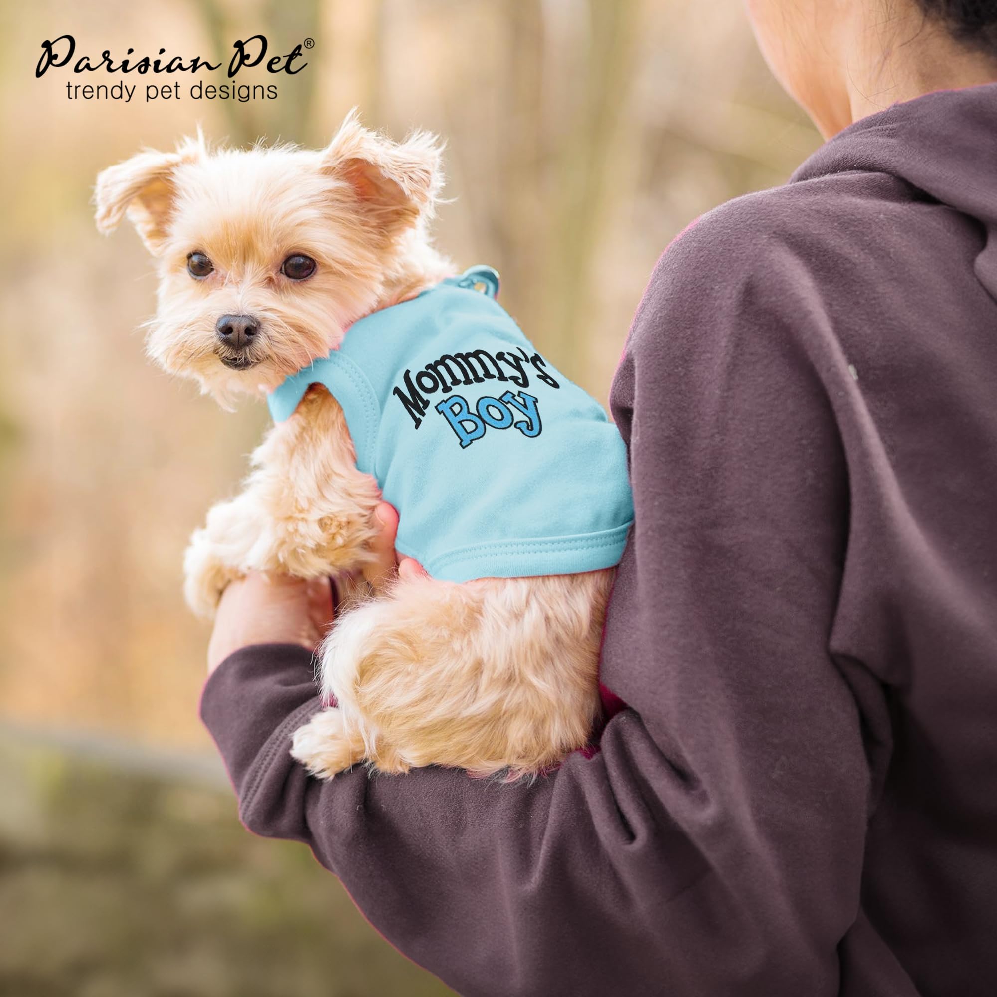 Parisian Pet Dog T-Shirt With Embroidered 'Mommy’S Boy' Words - 100% Cotton Boy Dog Clothes - Breathable Mamas Boy Dog Shirt - Machine Washable Dog Shirt For Large Dogs, Xl