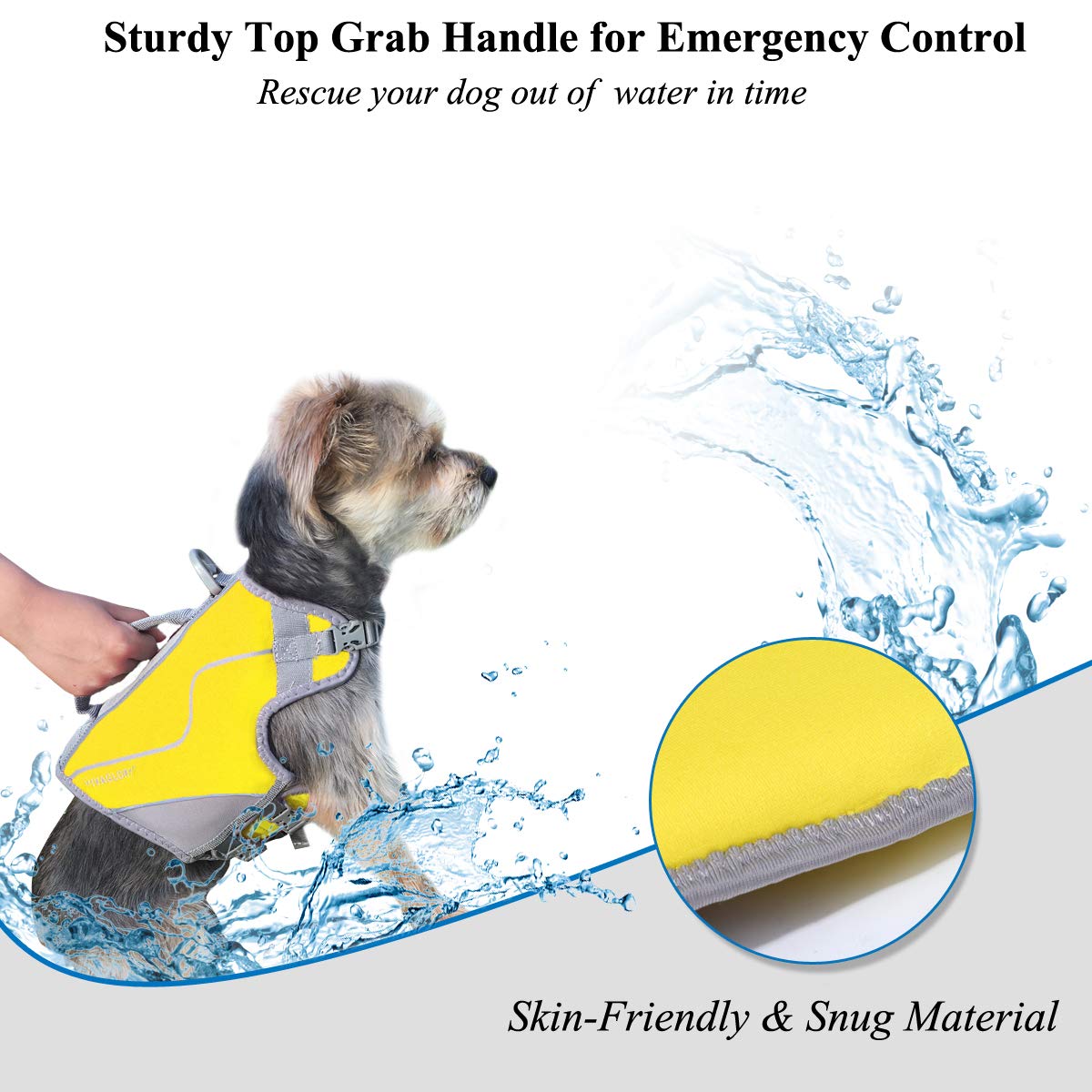 Vivaglory Neoprene Dog Life Jacket Puppy Life Jacket For Boating Hunting & Swimming, Lightweight With Leash Ring, Xs, Yellow