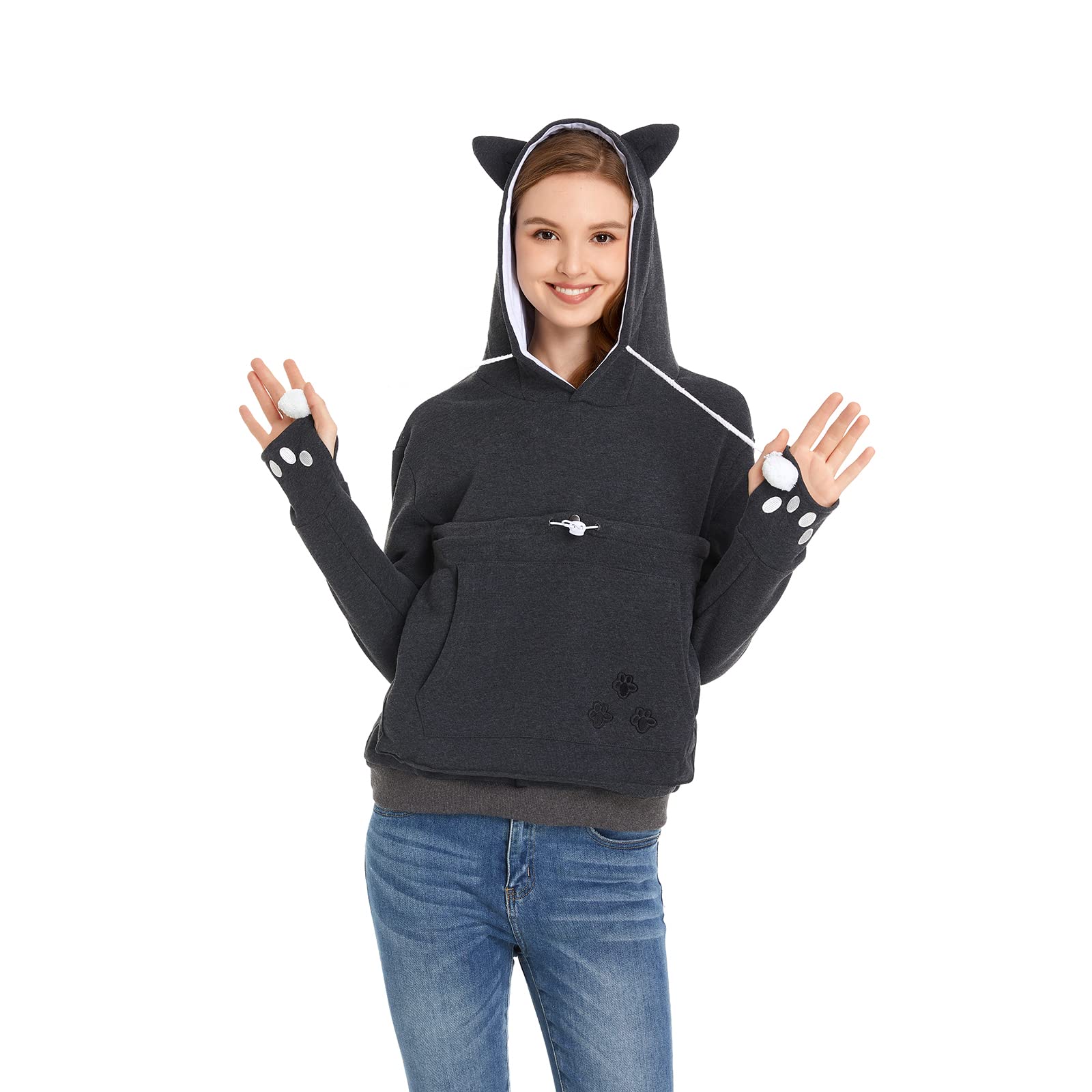 Kei Tomlison Unisex Big Pouch Hoodie Long Sleeve Fleece Pet Dog Holder Carrier Pullover Sweatshirt… Dark Grey