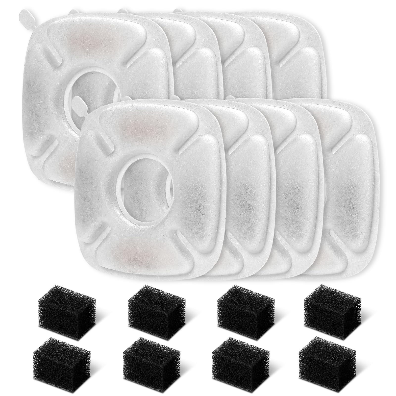 Redoso 8 Pack Replacement Filters & 8 Pack Replacement Pre-Filter Sponges For Veken 95Oz/2.8L Bellflower Pet Fountain Cat Water 