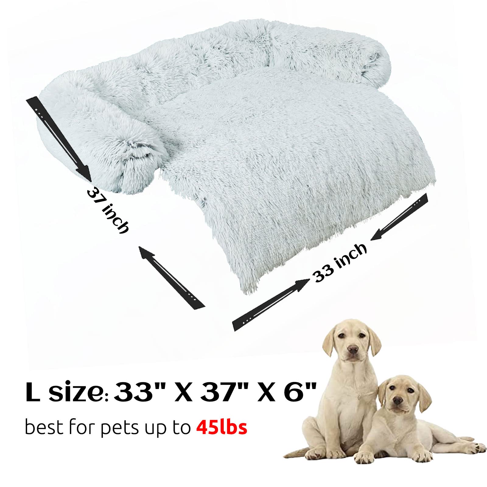 Hachikitty Dog Sofa Bed Mat Cover Soft Plush, Couch Cover For Dogs Dog Mat For Furniture Protector Pet Sofa Mat For Dogs, Dog Furniture Bed Sofa Cushion Washable Dogs Bed Mats (Large, Grey)