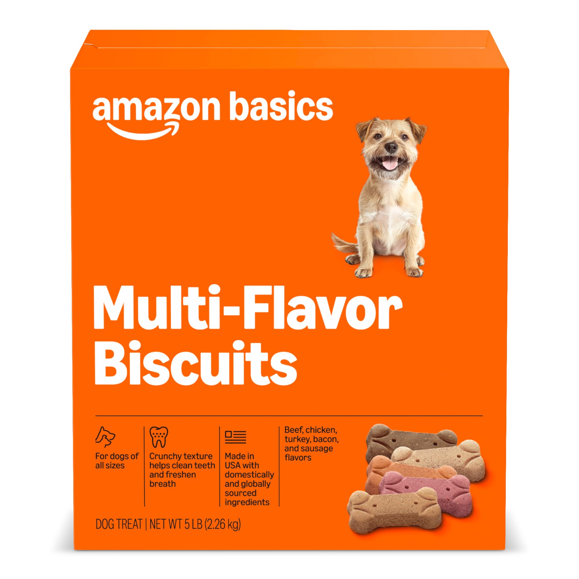 Amazon Basics Multi Flavor Biscuits Dog Treats 5 lb. Box