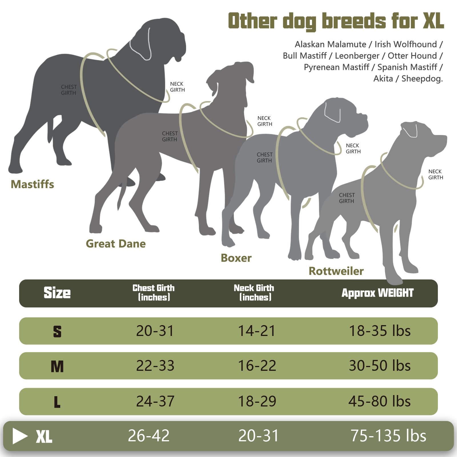 Auroth Tactical Dog Harness For Small Medium Large Dogs No Pull Adjustable Pet Harness Reflective K9 Working Training Easy Control Pet Vest Military Service Dog Harnesses Xl, Green