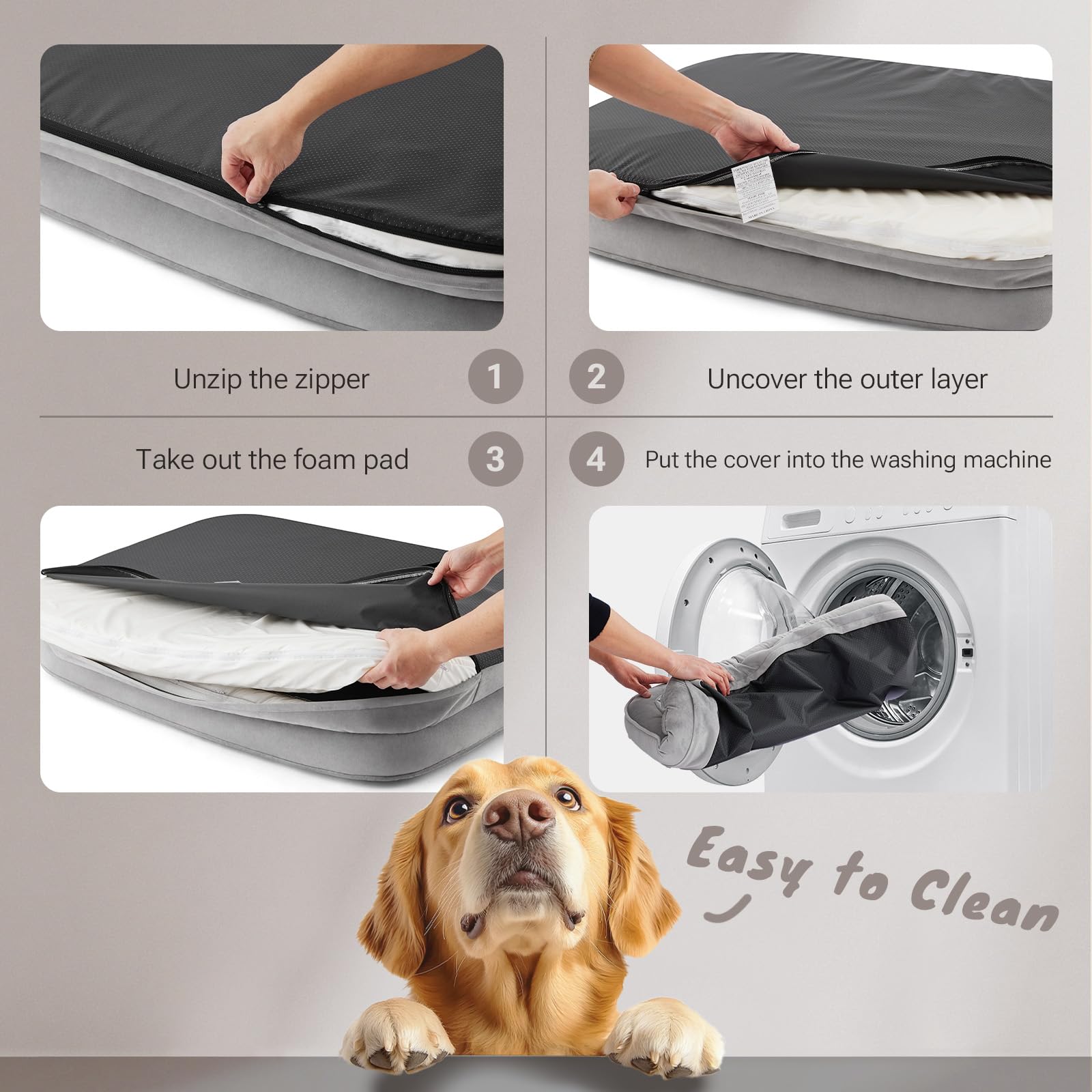 Soft Touch Orthopedic Xl Dog Bed For Large Dogs With Faux Fur Top, Waterproof Pet Couch Bed With Removable Washable Cover And Su