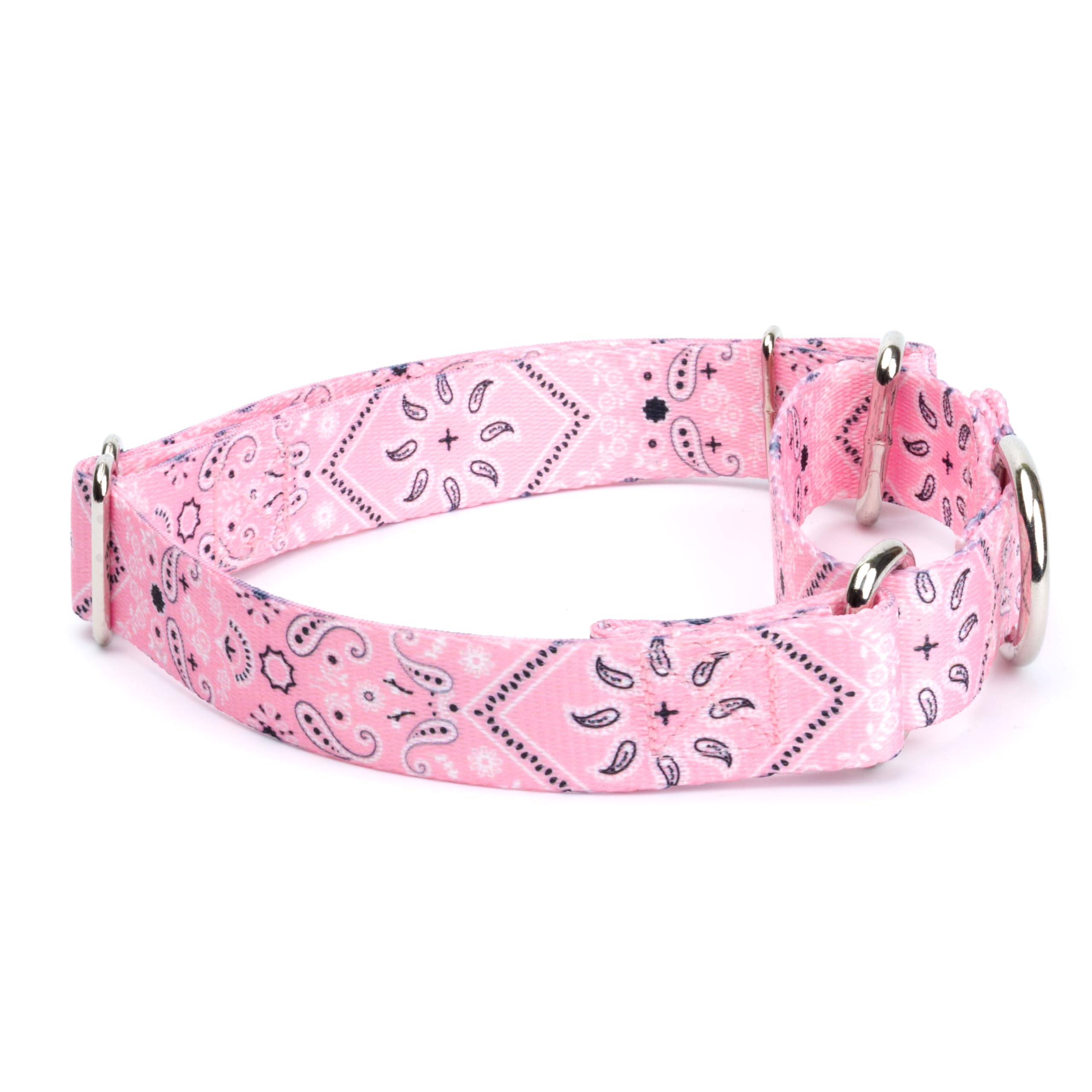 Country Brook Petz - Pink Bandana Martingale Dog Collar - Country And Western Collection Featuring Rustic Designs (1/2 Inch, 2Xs