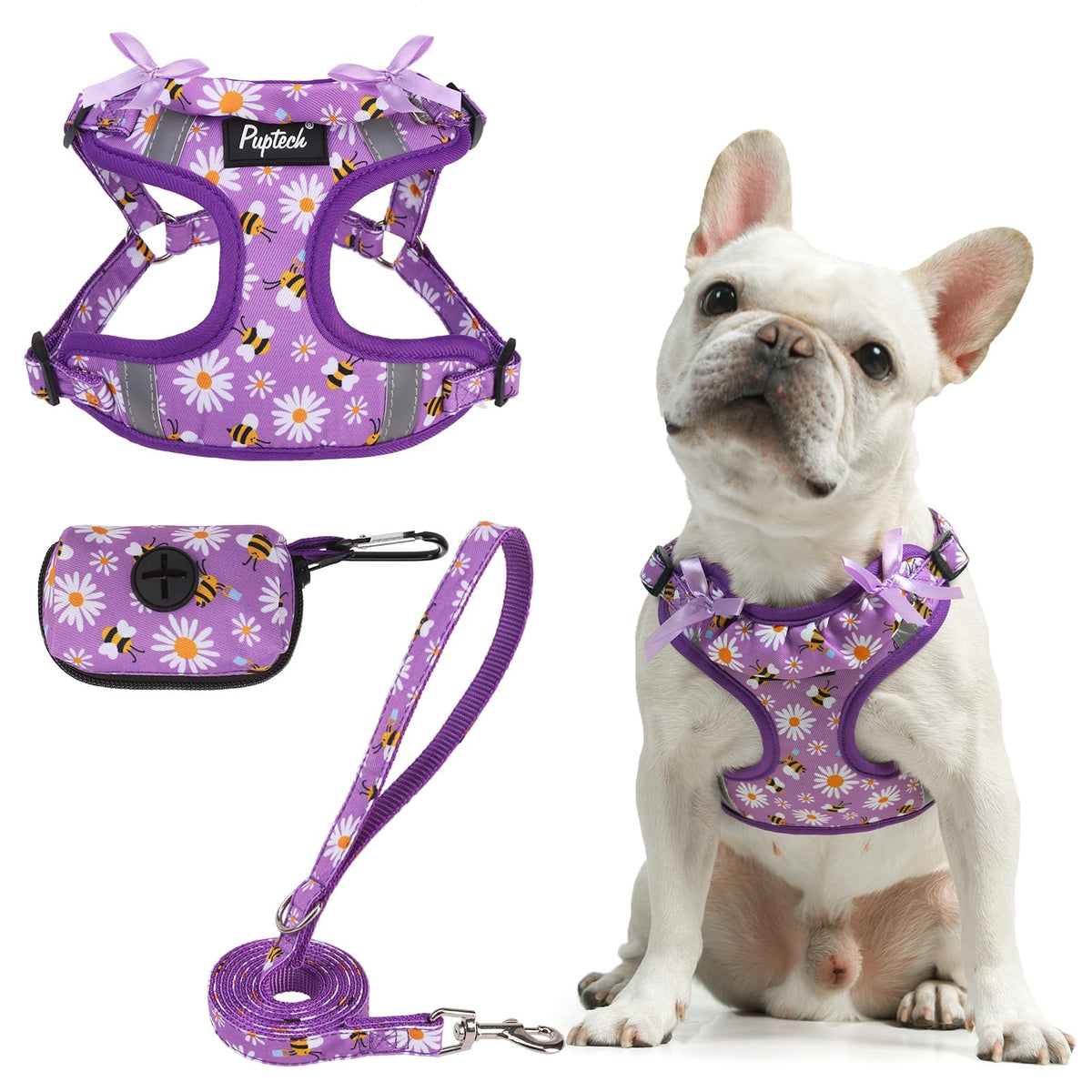 PUPTECK No Pull Dog Harness and Leash Set Reflective No Choke Step