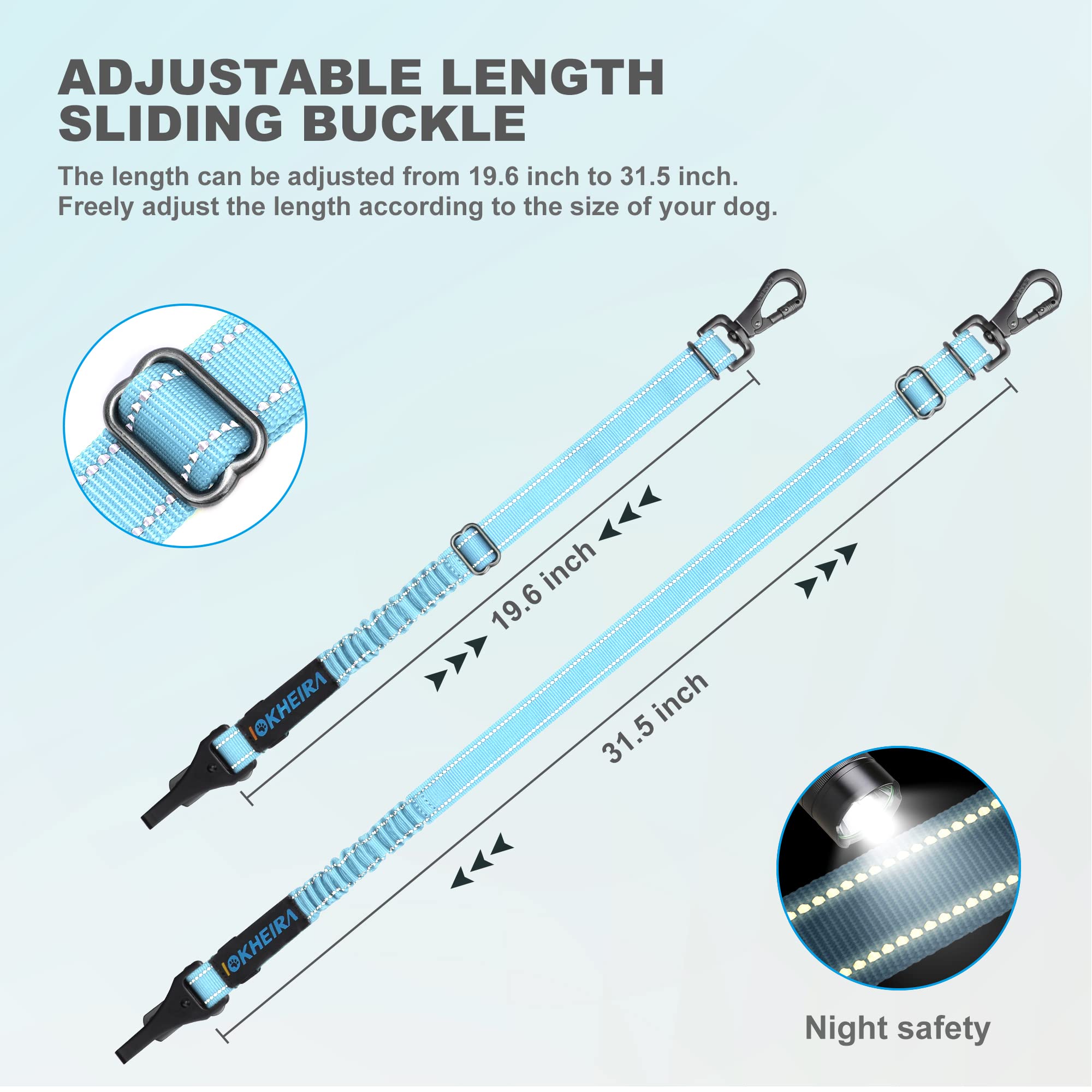 Dog Seat Belt 3-In-1 Car Harness For Dogs Adjustable Safety Seatbelt For Car Durable Nylon Reflective Bungee Fabric Tether With