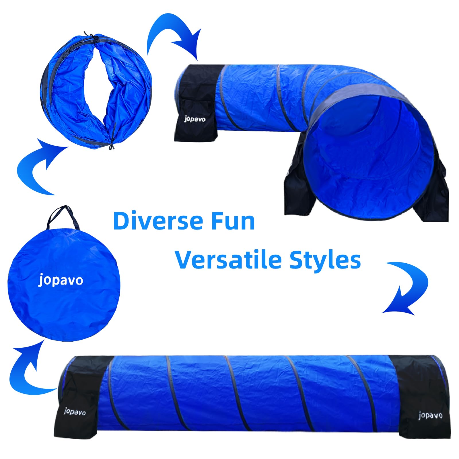 Dog Agility Training Equipment Tunnel:Jopavo 10 Foot Agility Tunnel With 2 Pack Sandbags, Carry Bag And 4 Ground Spikes.Ideal Ag