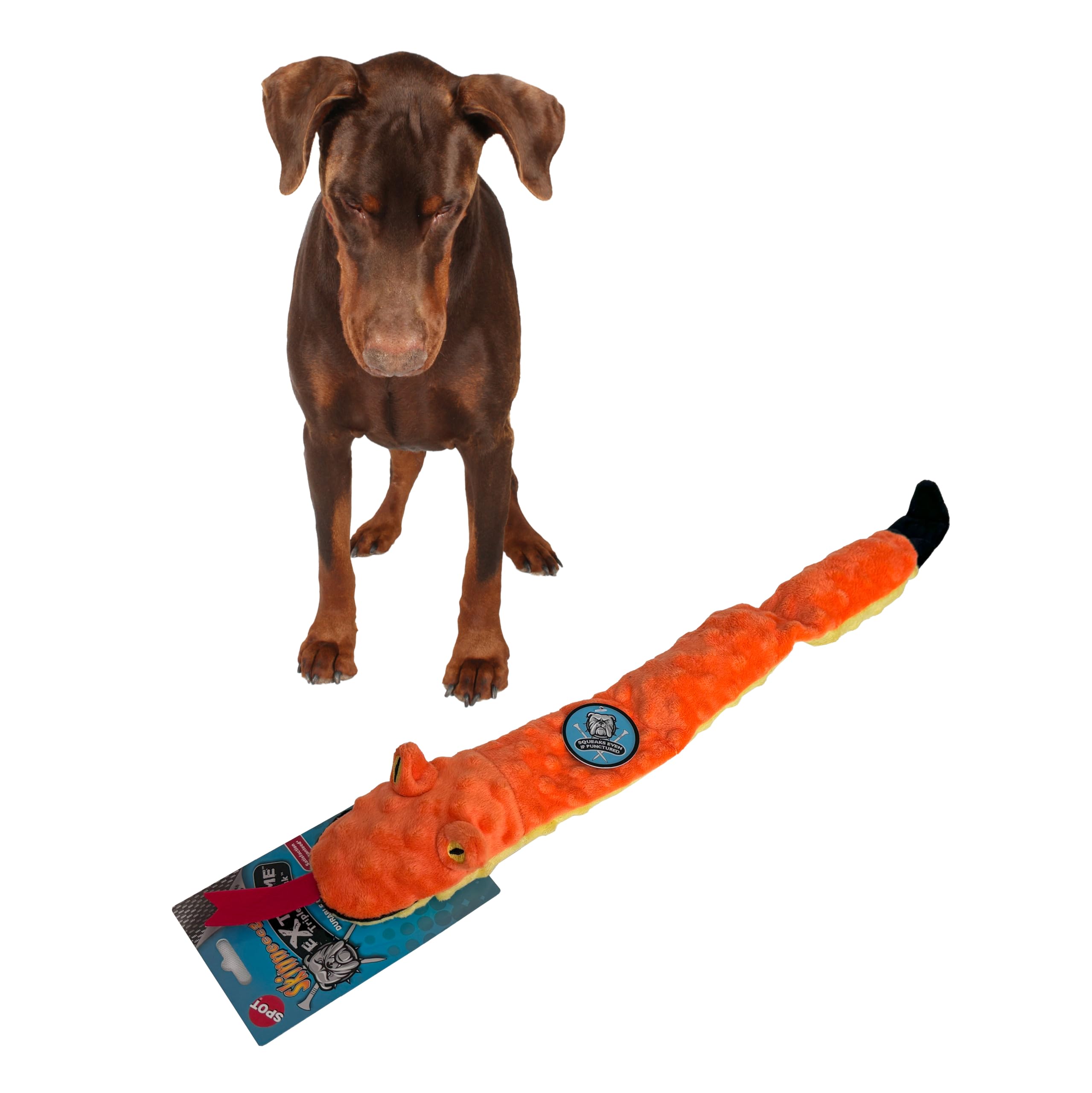 SPOT Skinneeez Extreme Triple Squeak Snake - Durable, Stuffing-Free Dog Toy with Rip-Stop Mesh & 3 Jumbo Squeakers, Built for Ag