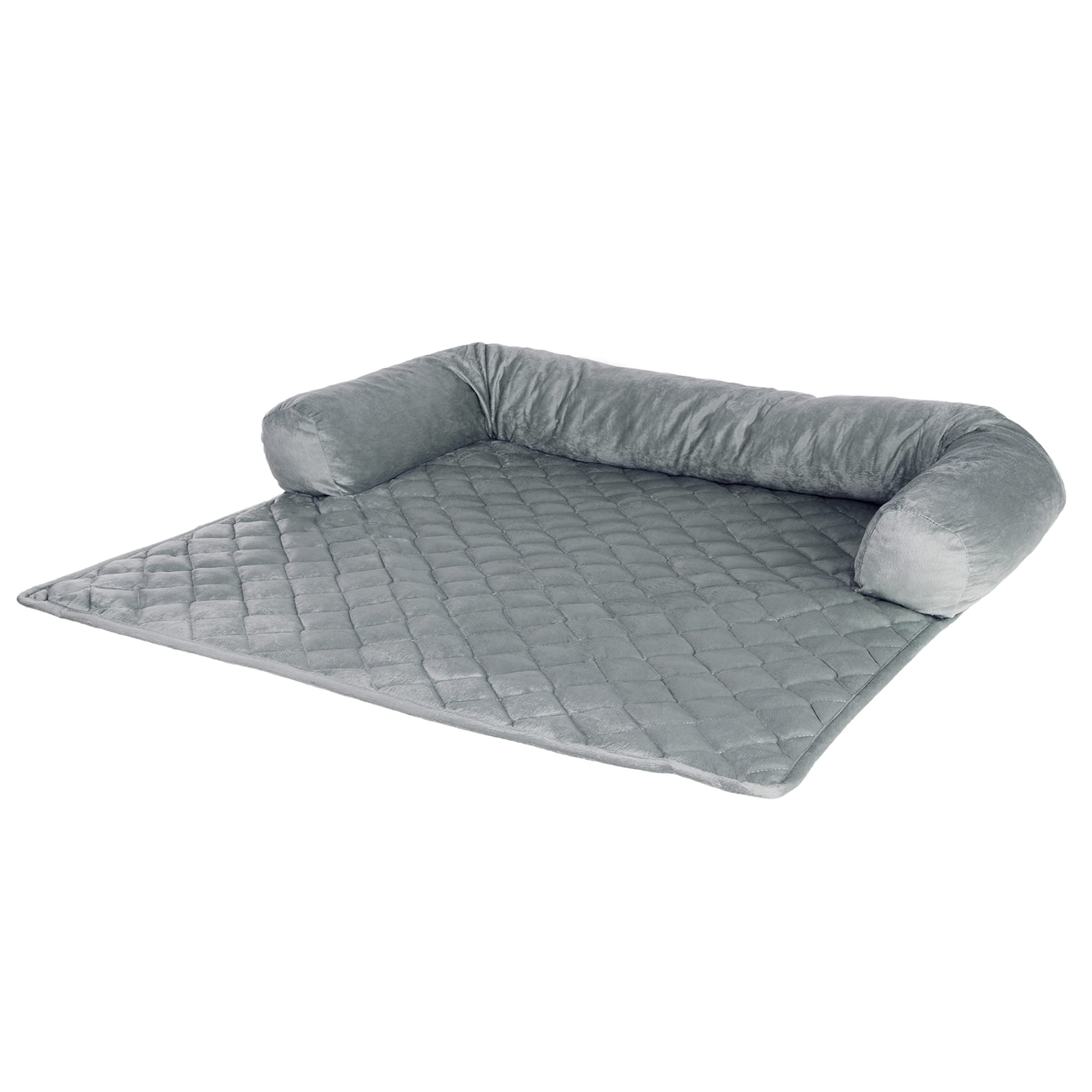 Couch Cover For Dogs - 35X35 Pet Furniture Protector With Memory Foam Neck Bolster, Quilted Fabric, And Water-Resistant Base Layer By Petmaker (Gray)