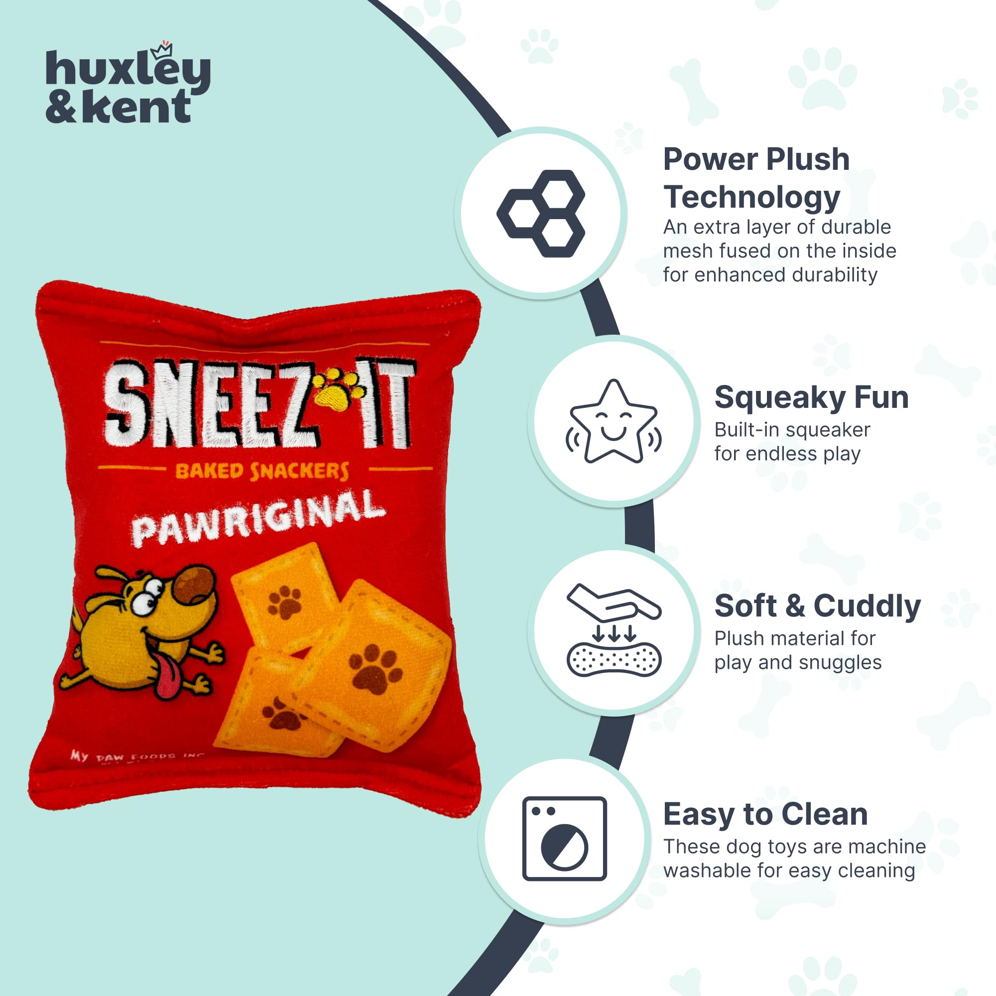 Huxley & Kent For Dogs - Sneez-It (Small) - Snack Attack Power Plush Funny Dog Toy With Squeaker - H&K Squeaky