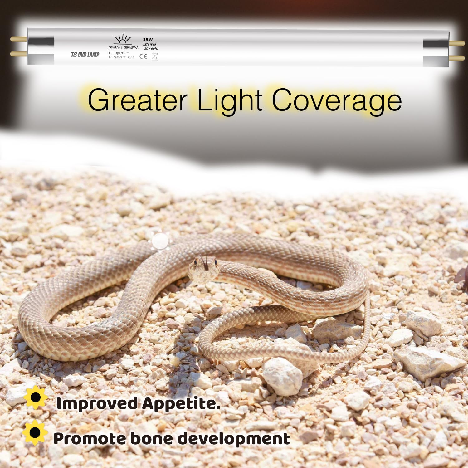 Reptiking T8 Uvb Reptile Lamp, 2-Pack 15W 10.0 Uvb Light Bulbs, German Raw Material Fluorescent Lamp, Liner Uvb Tube For Desert-