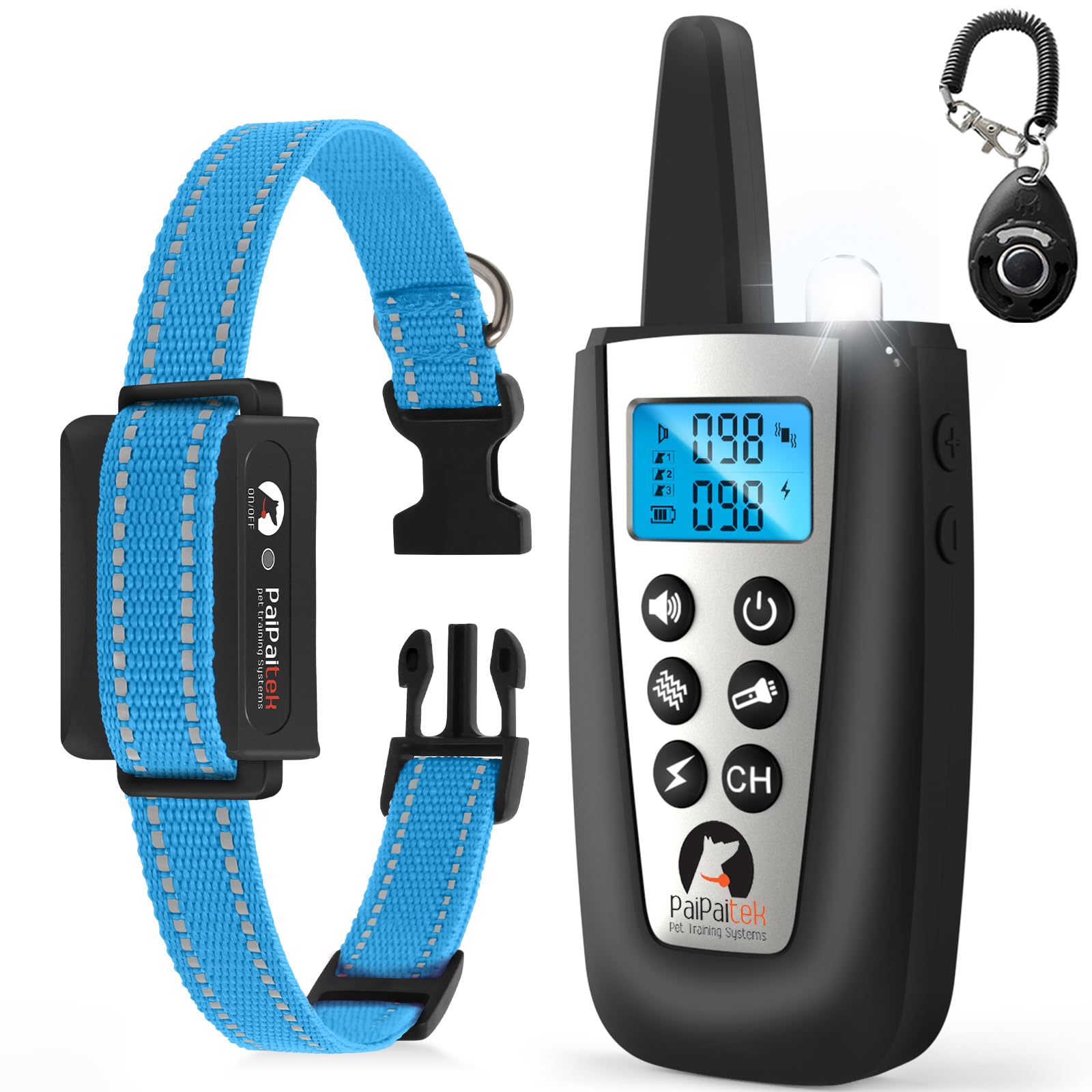 Paipaitek Dog Bark Collar With Remote 3300Ft Range - Automatic Bark Activated Shock Collar For Small Medium Large Dog With 5 Adj