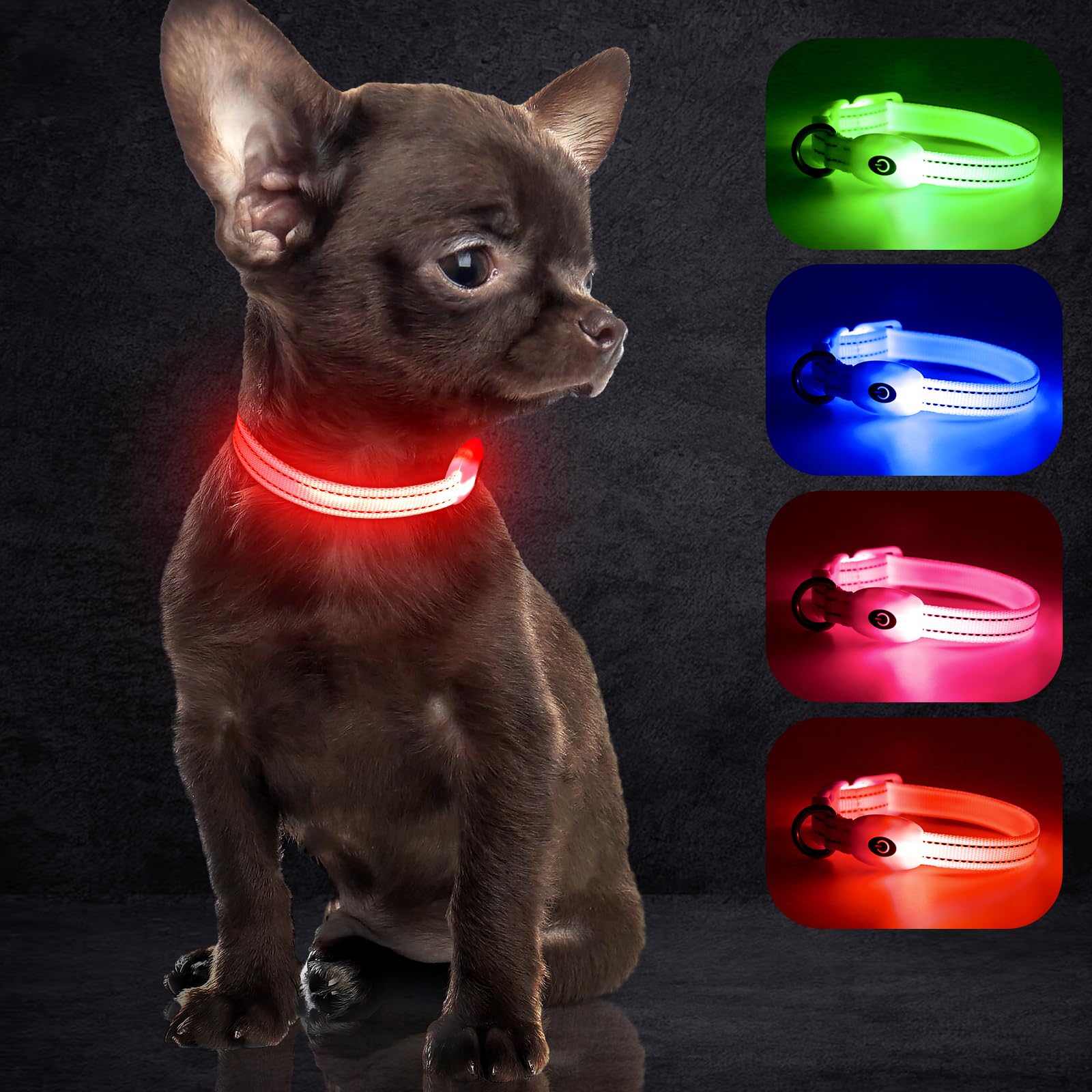 Yfbrite Light Up Dog Collars For Night Walking, Rechargeable Led Cat Collar, Comfortable Adjustable Lighted Dog Collar Rechargab