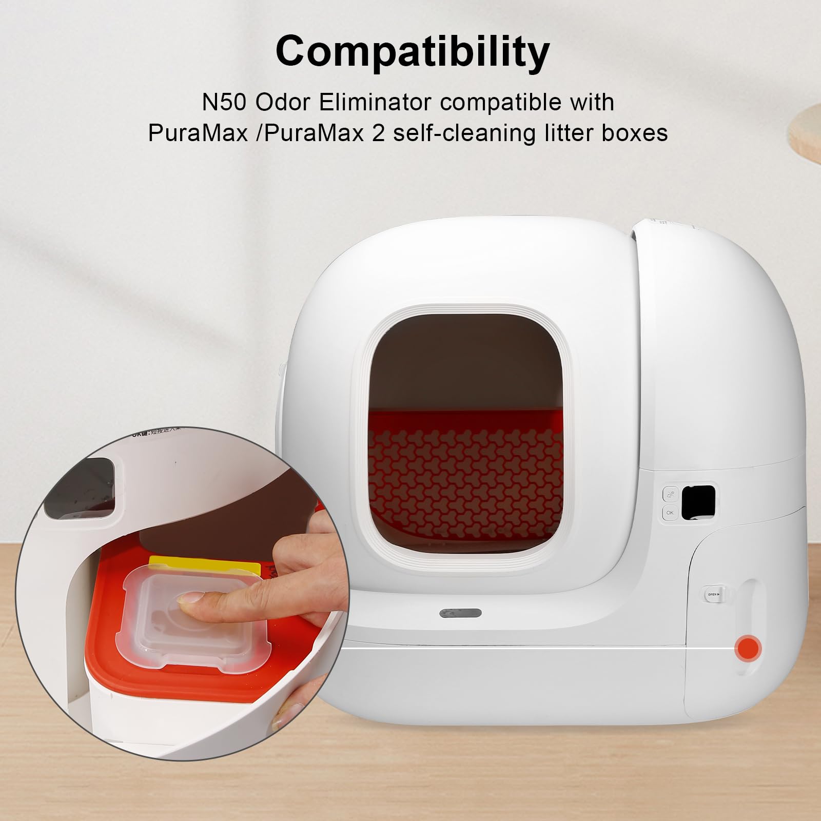 Upgrade N50 Odor Eliminator Exclusive For Puramax Self-Cleaning Cat Litter Box, Cat Toilet Odor Control For Petkit Puramax Autom