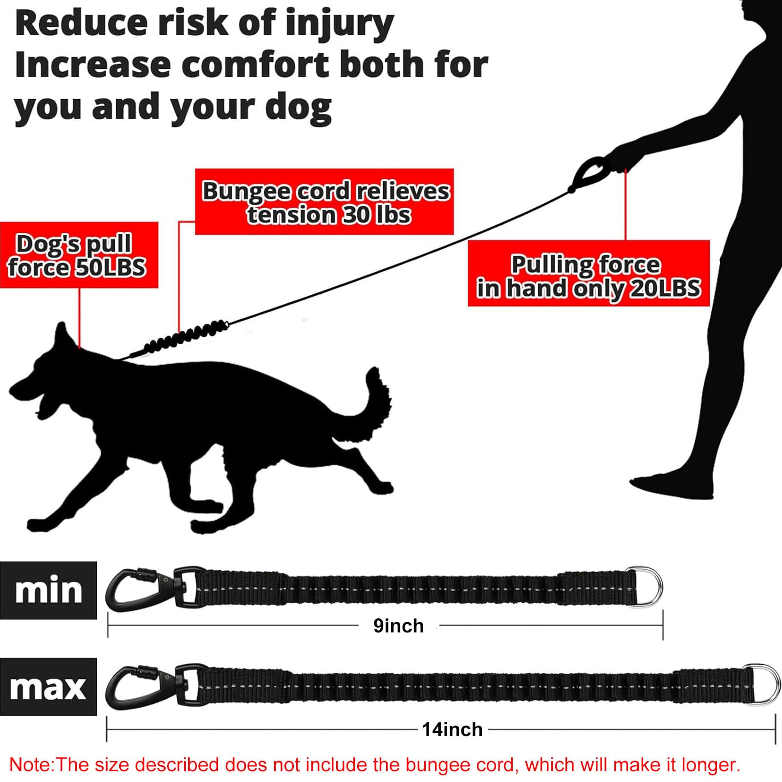 Rope Dog Leash 3 Ft: Heavy Duty Leashes With Swivel Lockable Hook Reflective Threads Bungee And Padded Handle - Dog Lead For Large Small Medium Dogs Outside Walking Hiking Orange